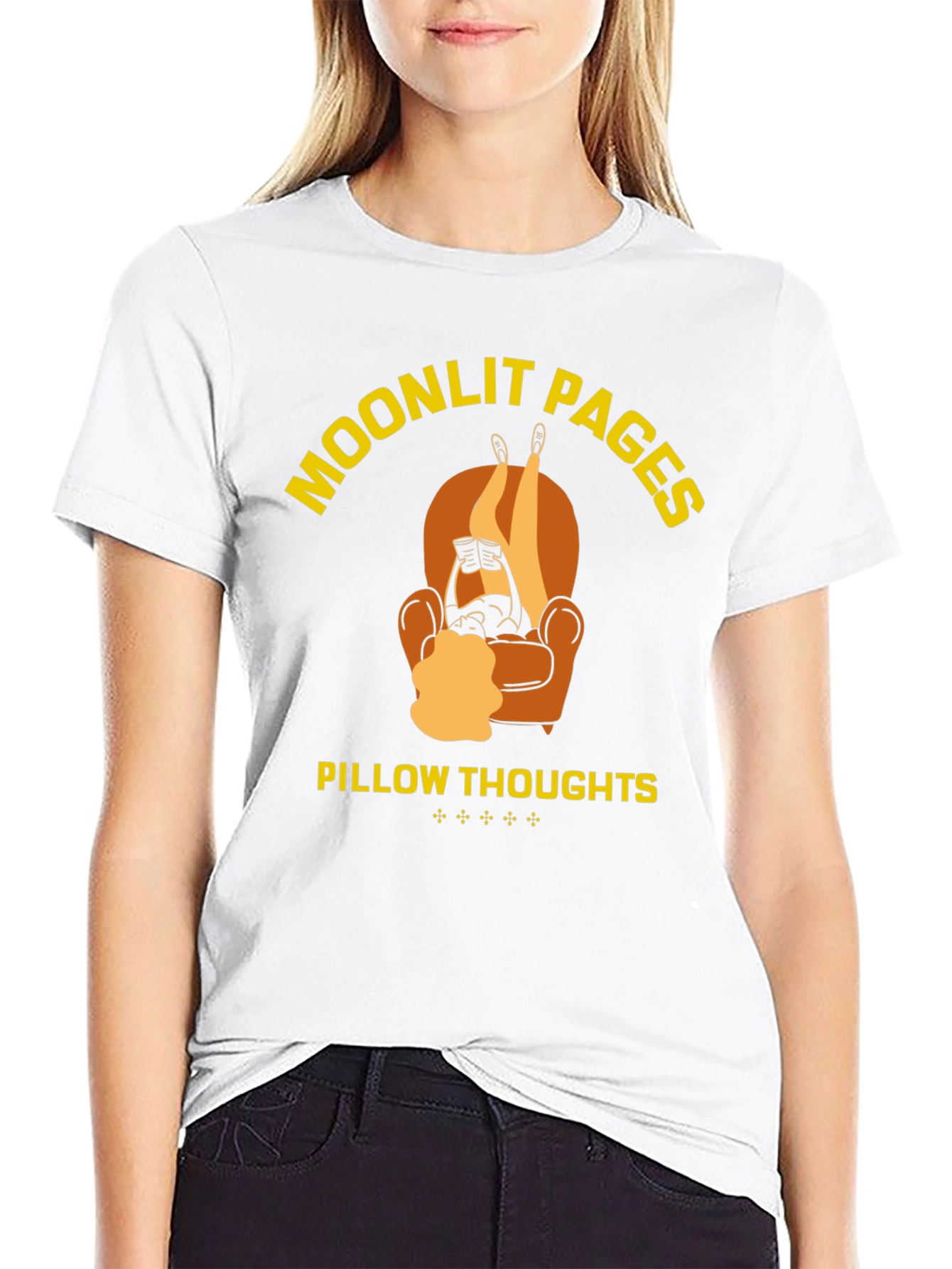 Moonlit Pages Pillow Thoughts Graphic T-Shirt