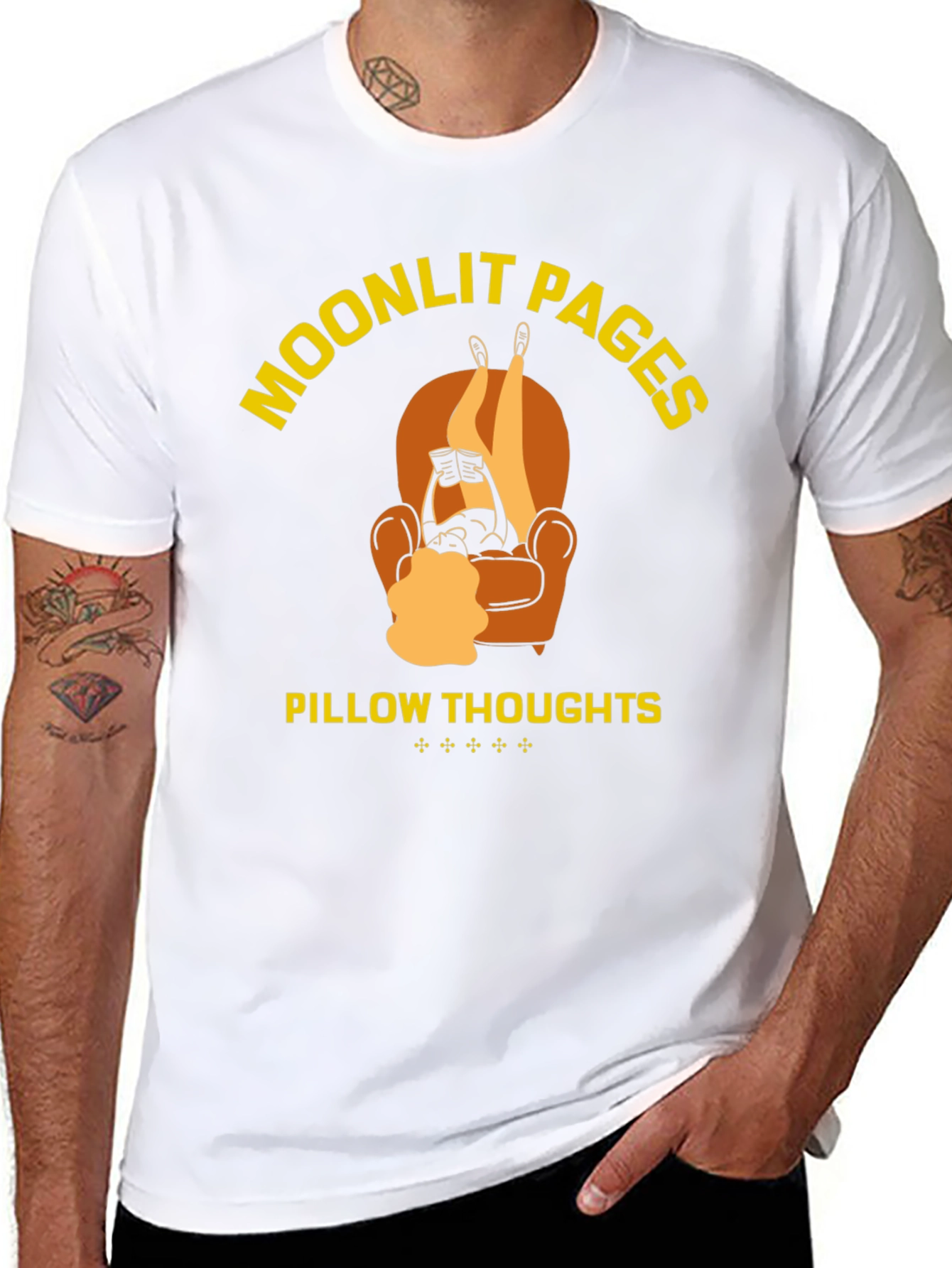 Moonlit Pages Pillow Thoughts Graphic T-Shirt