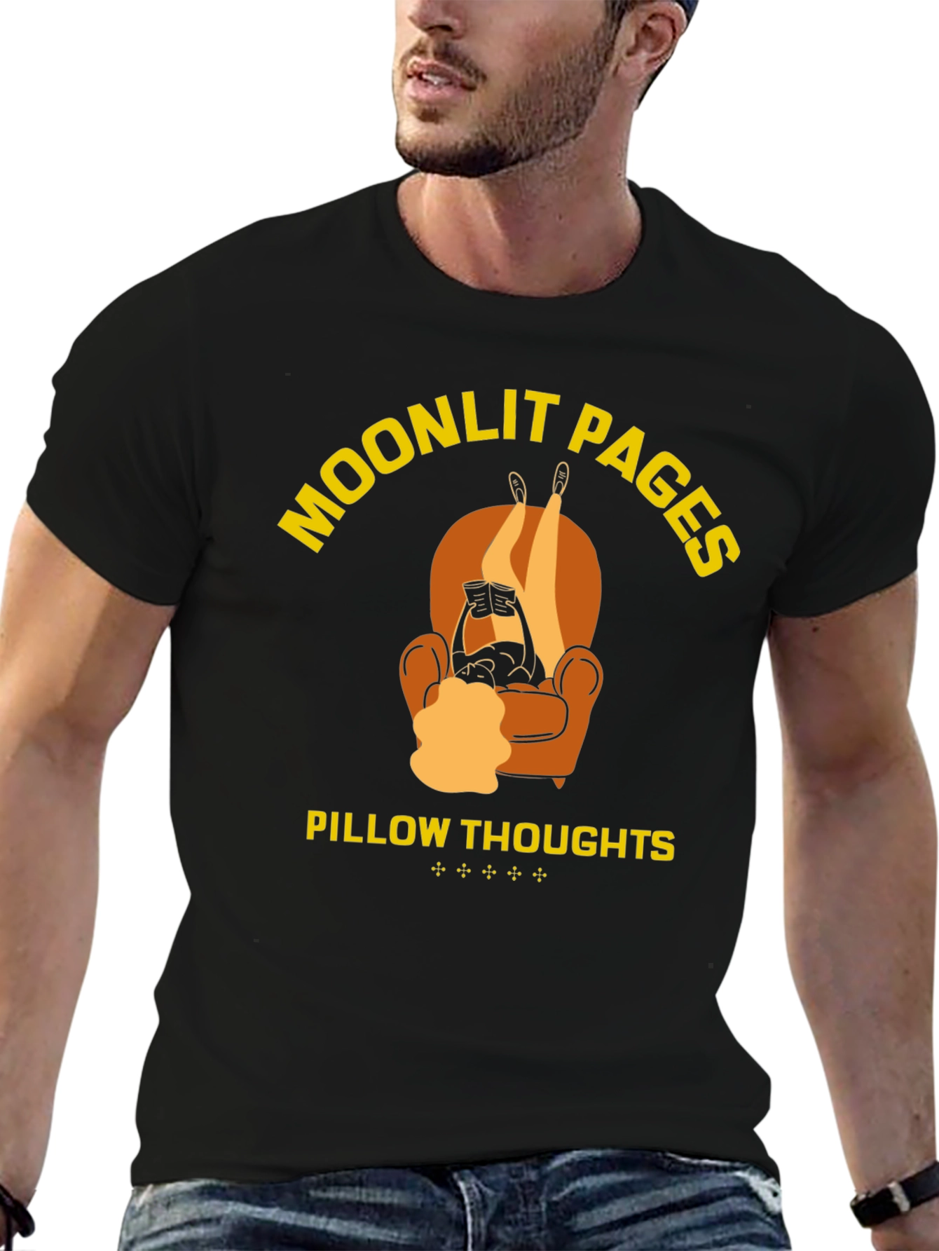 Moonlit Pages Pillow Thoughts Graphic T-Shirt