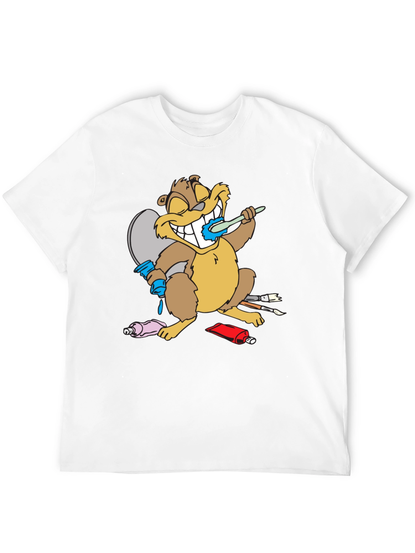 Cartoon Beaver Artist Funny T-Shirt