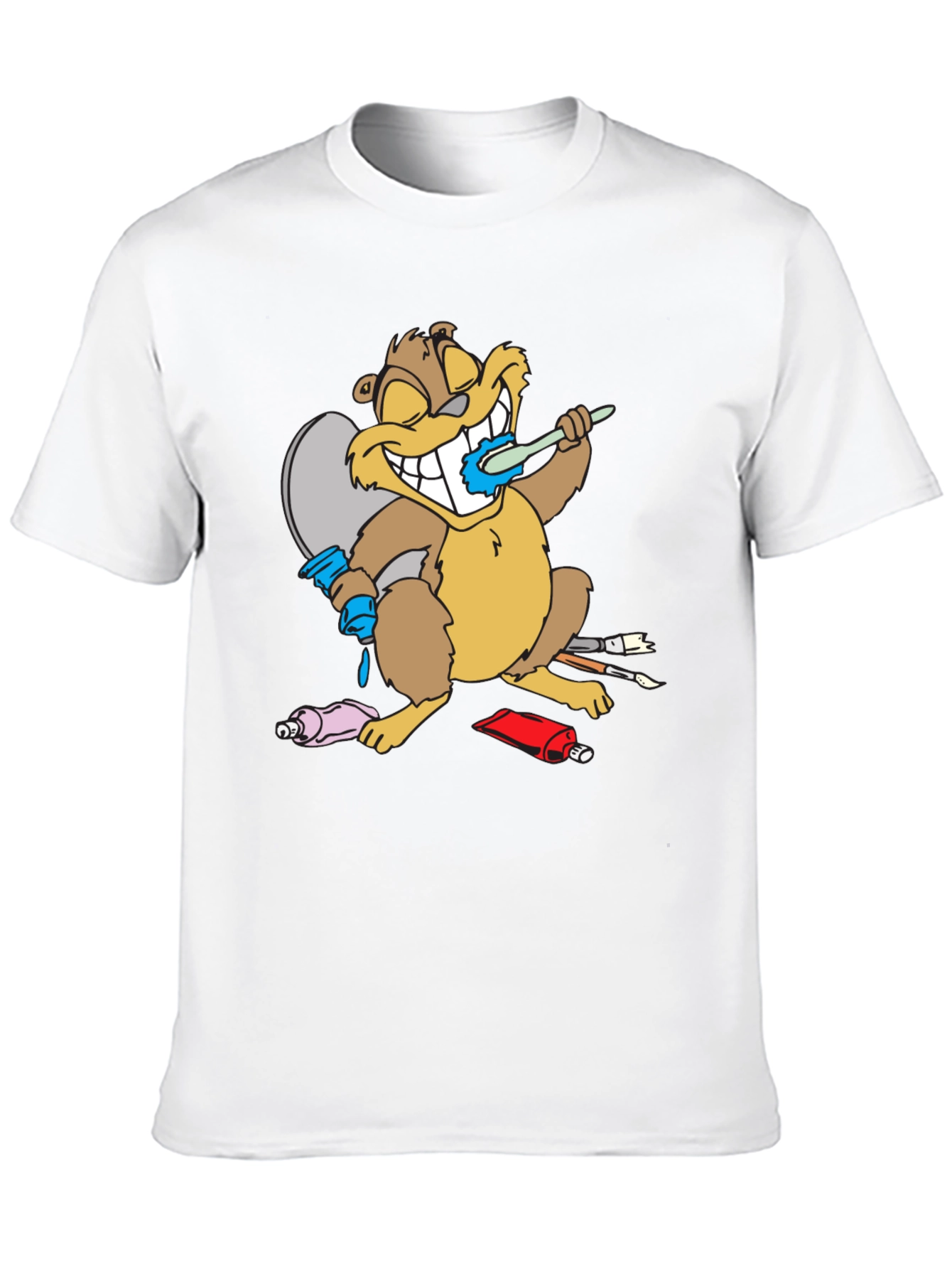 Cartoon Beaver Artist Funny T-Shirt