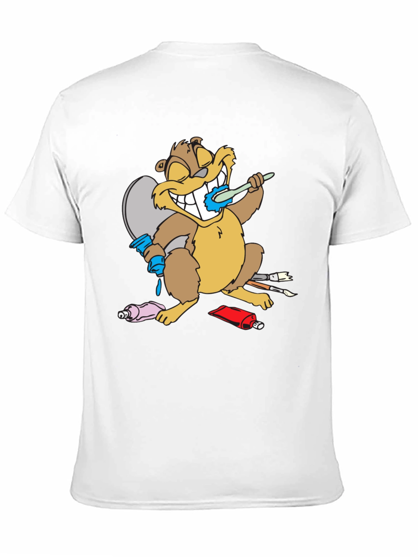 Cartoon Beaver Artist Funny T-Shirt