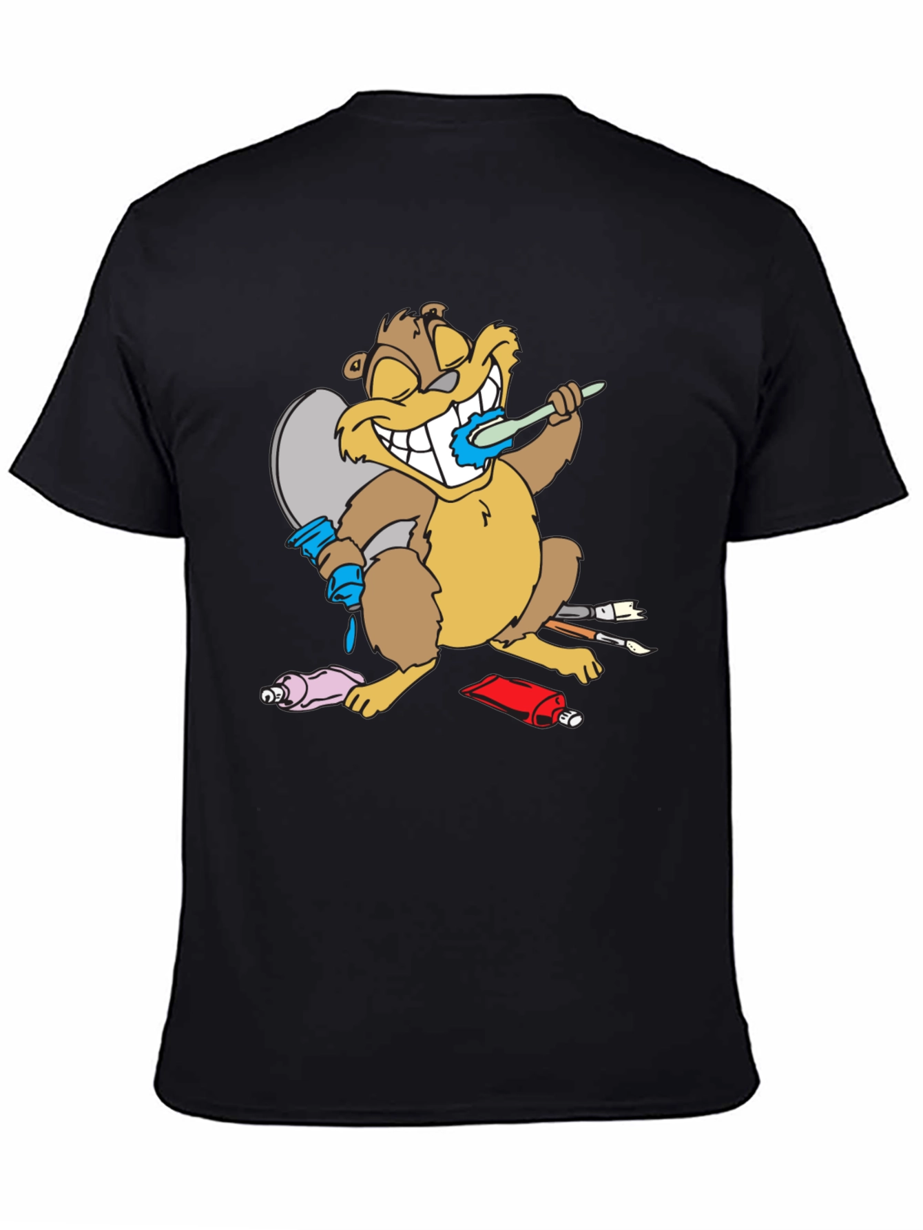 Cartoon Beaver Artist Funny T-Shirt
