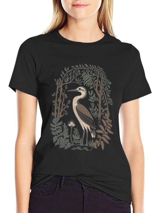 Heron in the Woods Graphic Tee - Nature Inspired Design