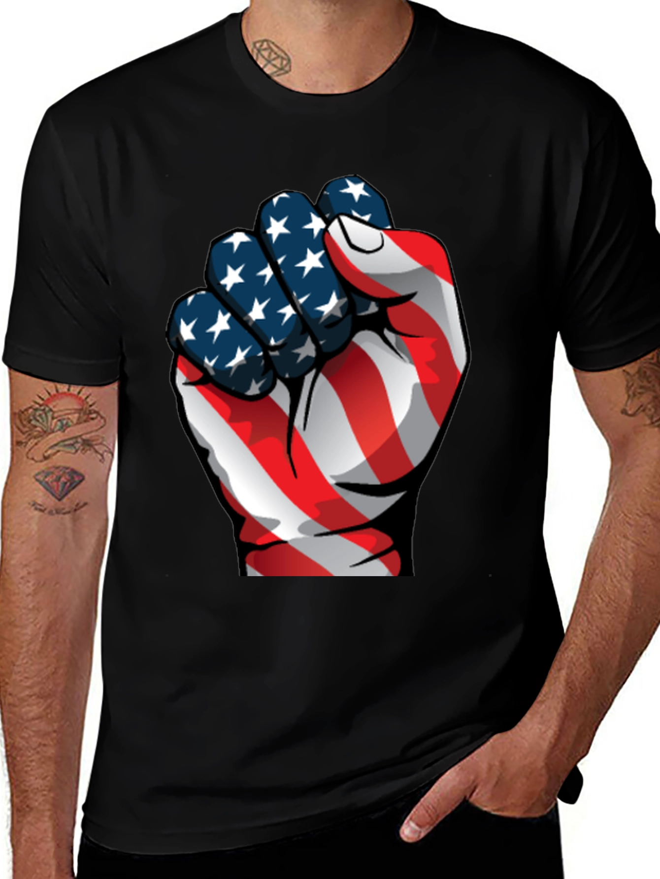 Patriotic Fist Graphic Tee - USA Pride