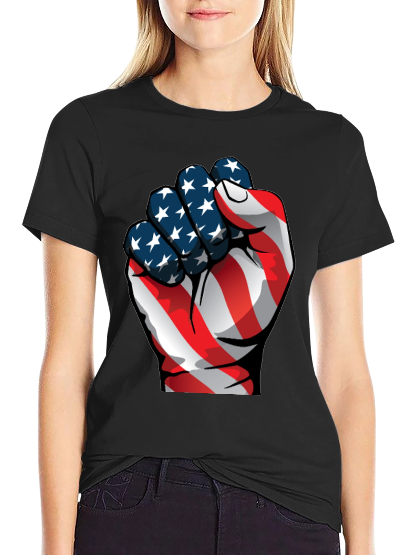 Patriotic Fist Graphic Tee - USA Pride