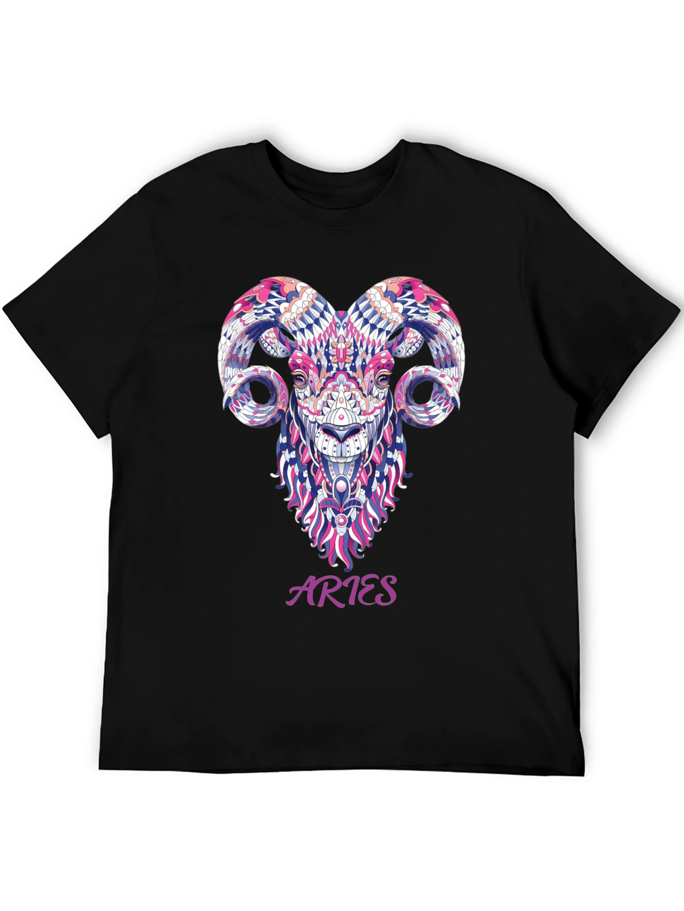 Aries Zodiac Ram Graphic Black T-Shirt