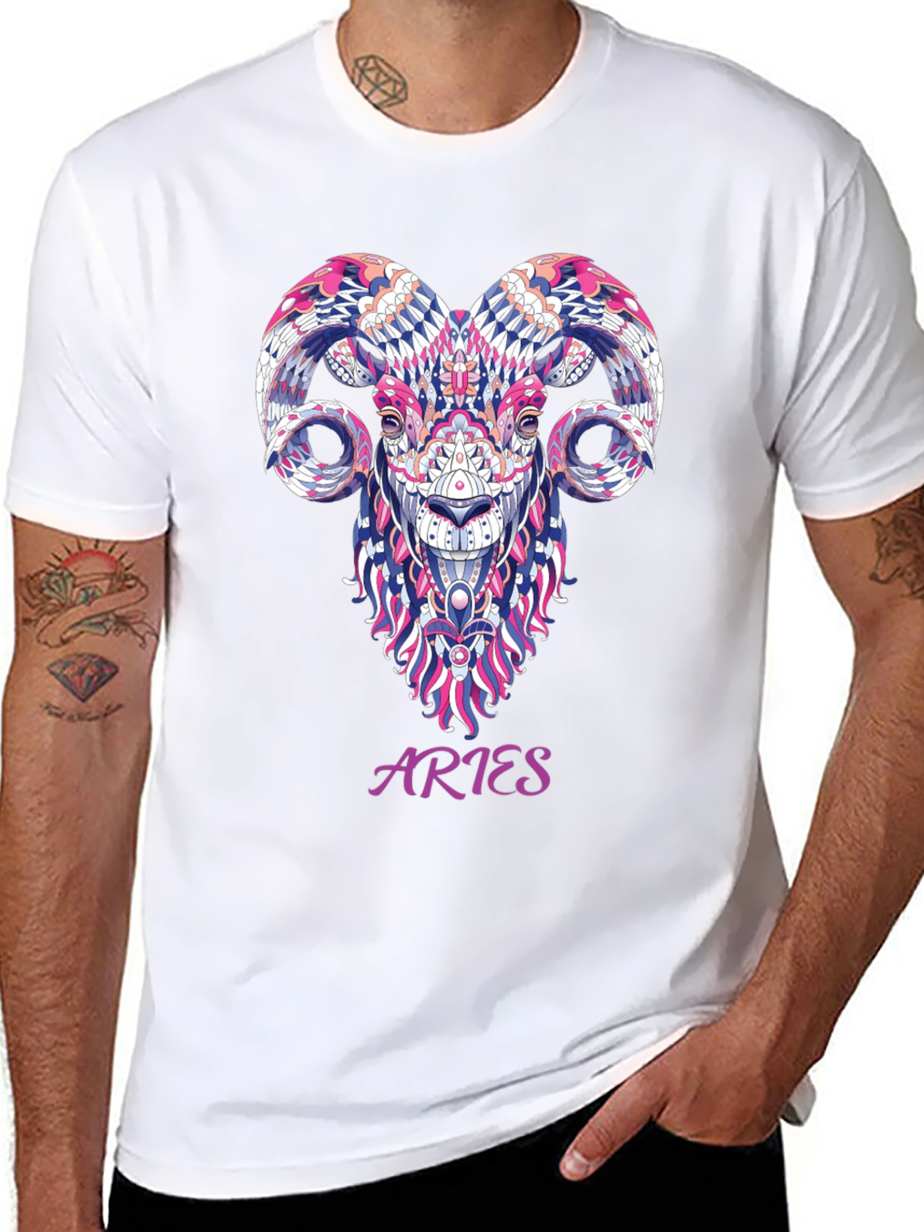 Aries Zodiac Ram Graphic Black T-Shirt