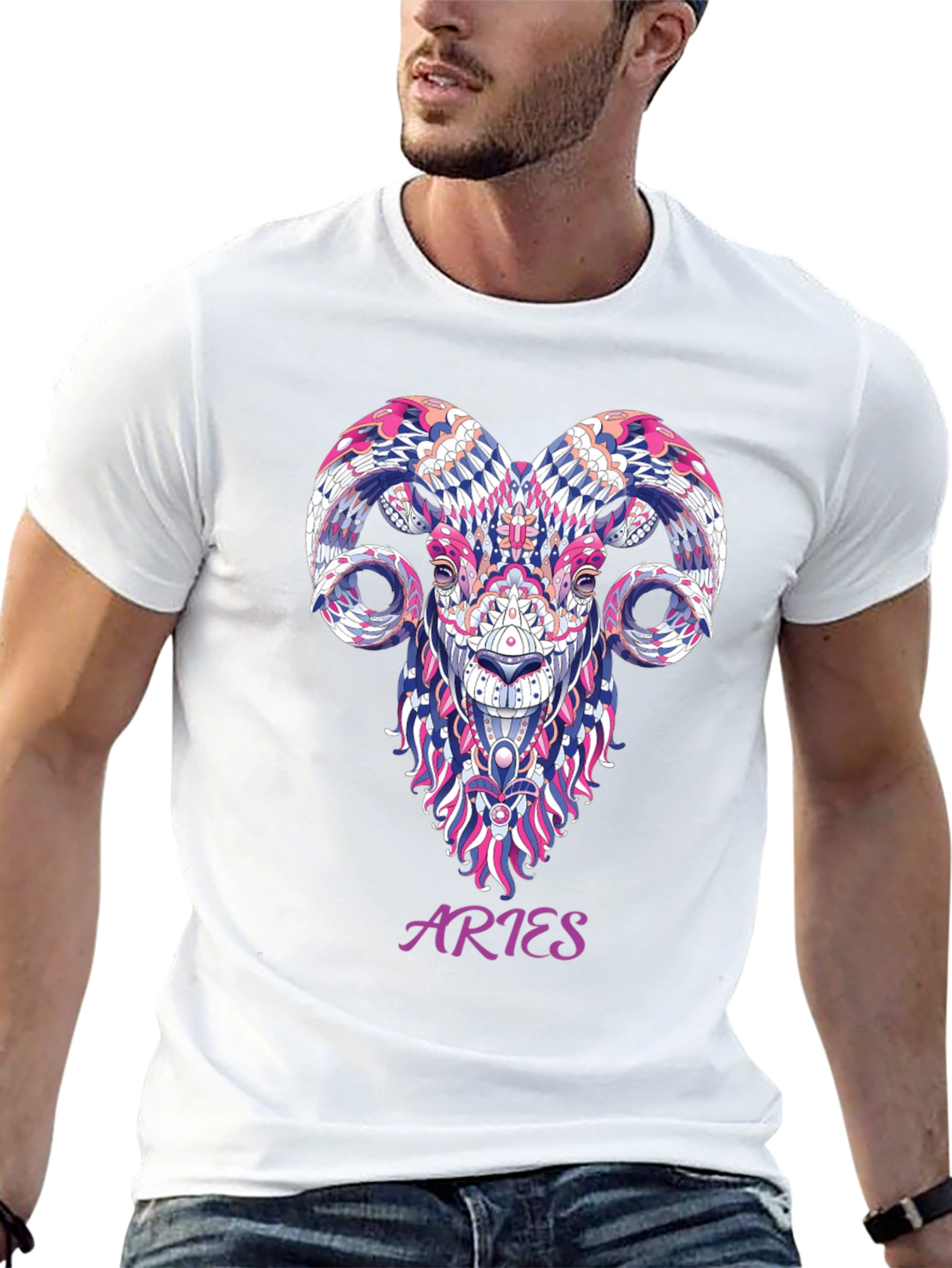 Aries Zodiac Ram Graphic Black T-Shirt