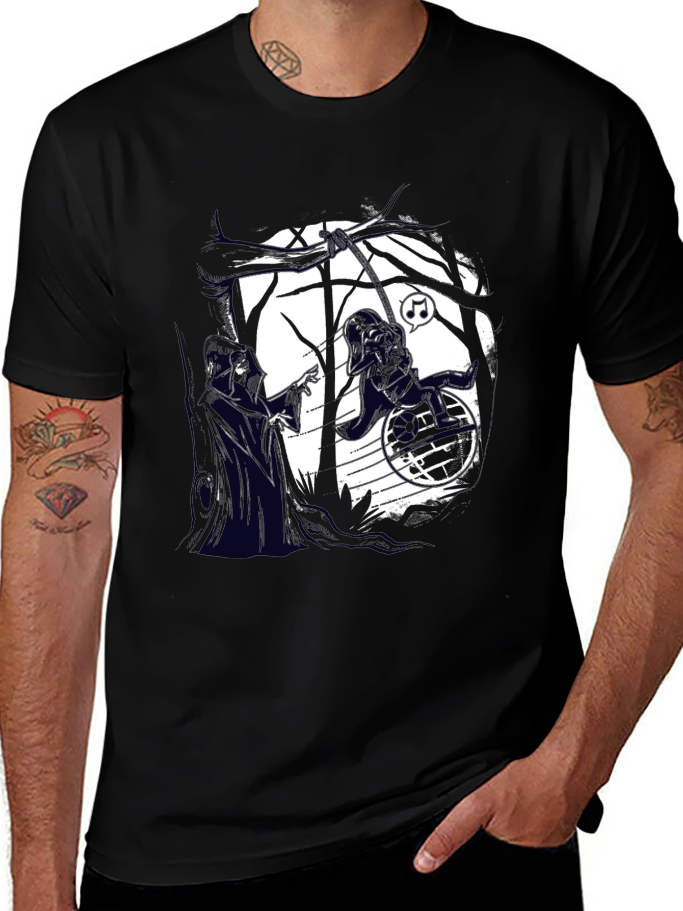 Darth Vader Wheelchair Funny Black T-Shirt