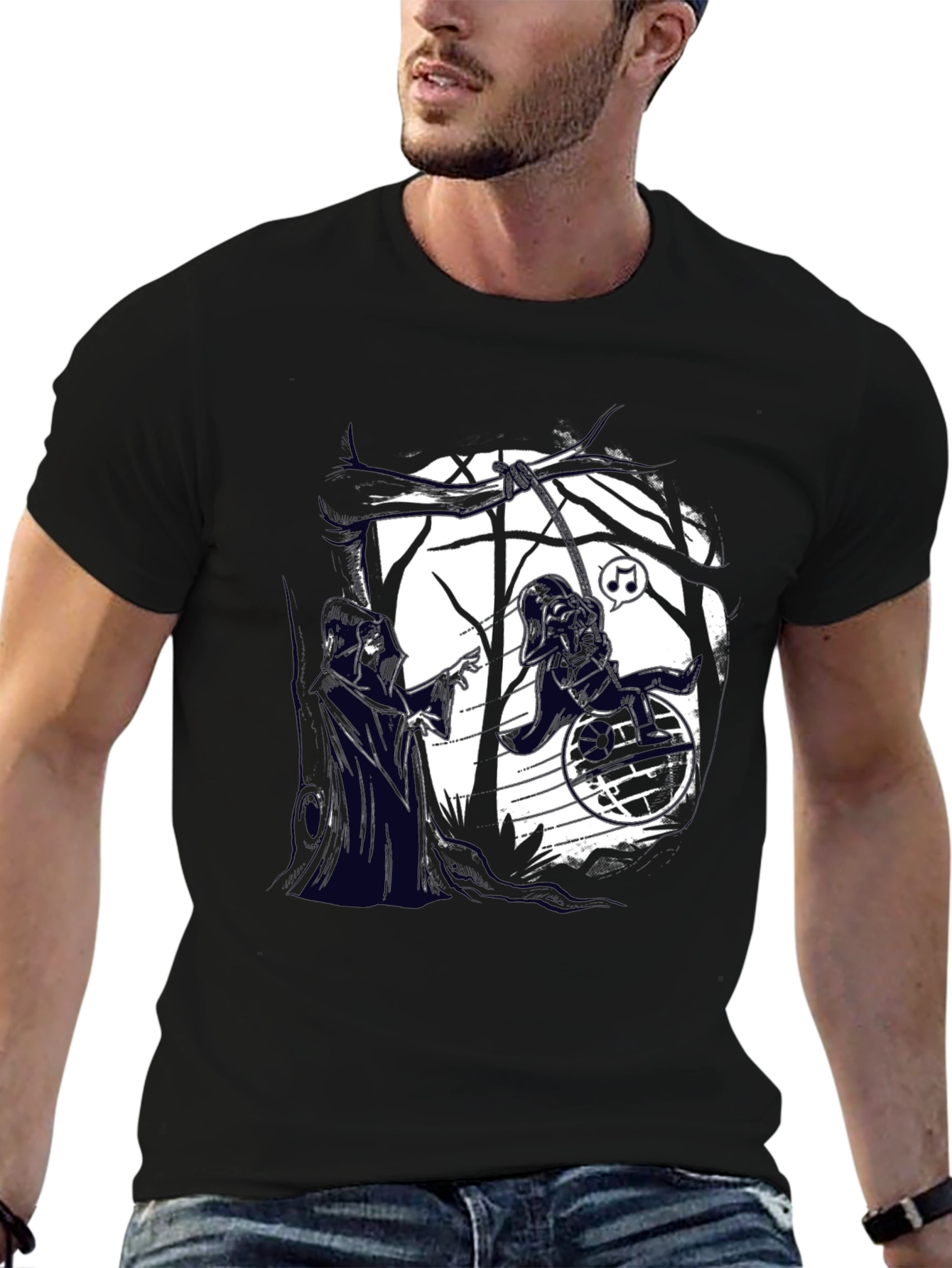 Darth Vader Wheelchair Funny Black T-Shirt