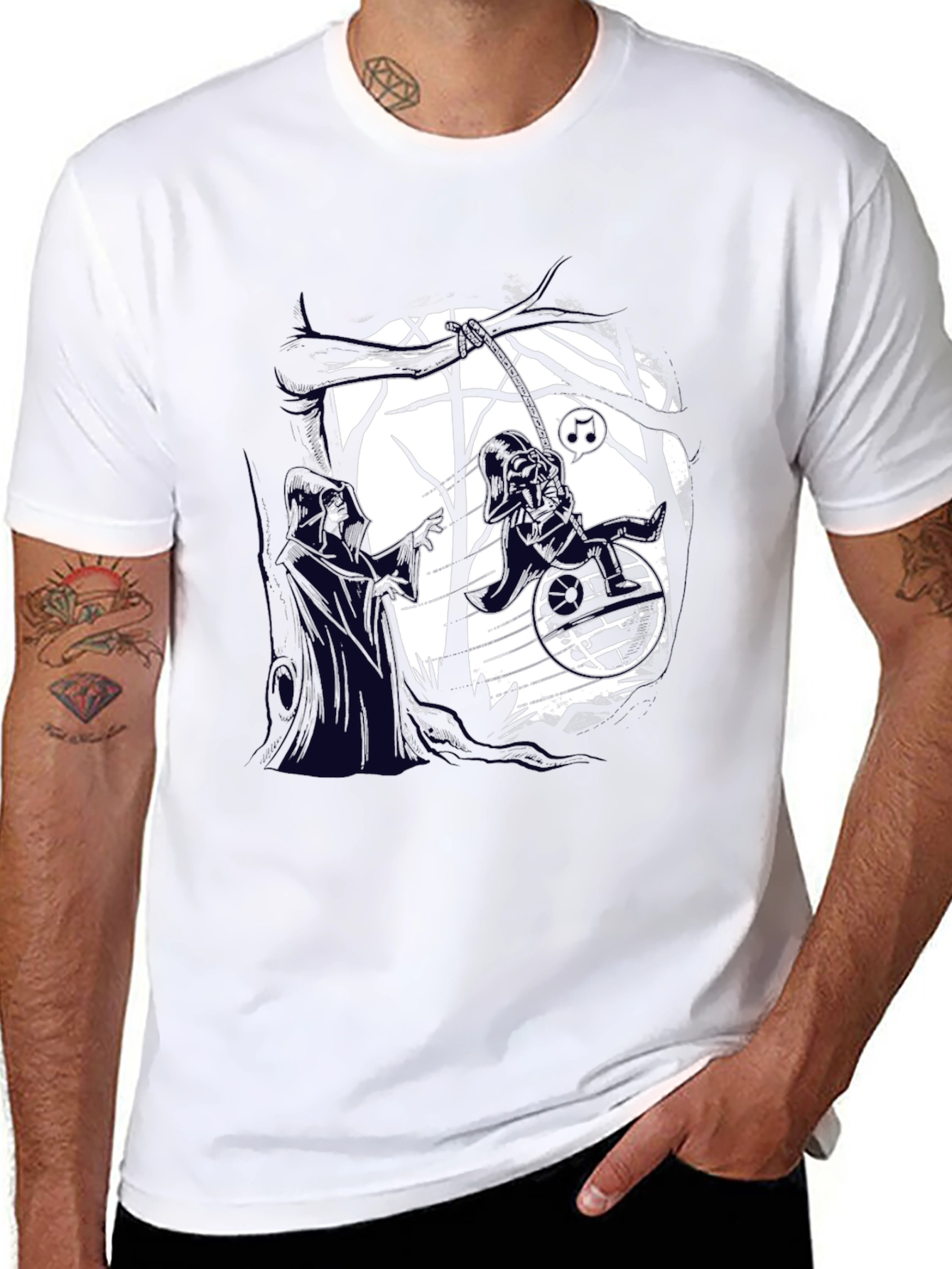 Darth Vader Wheelchair Funny Black T-Shirt