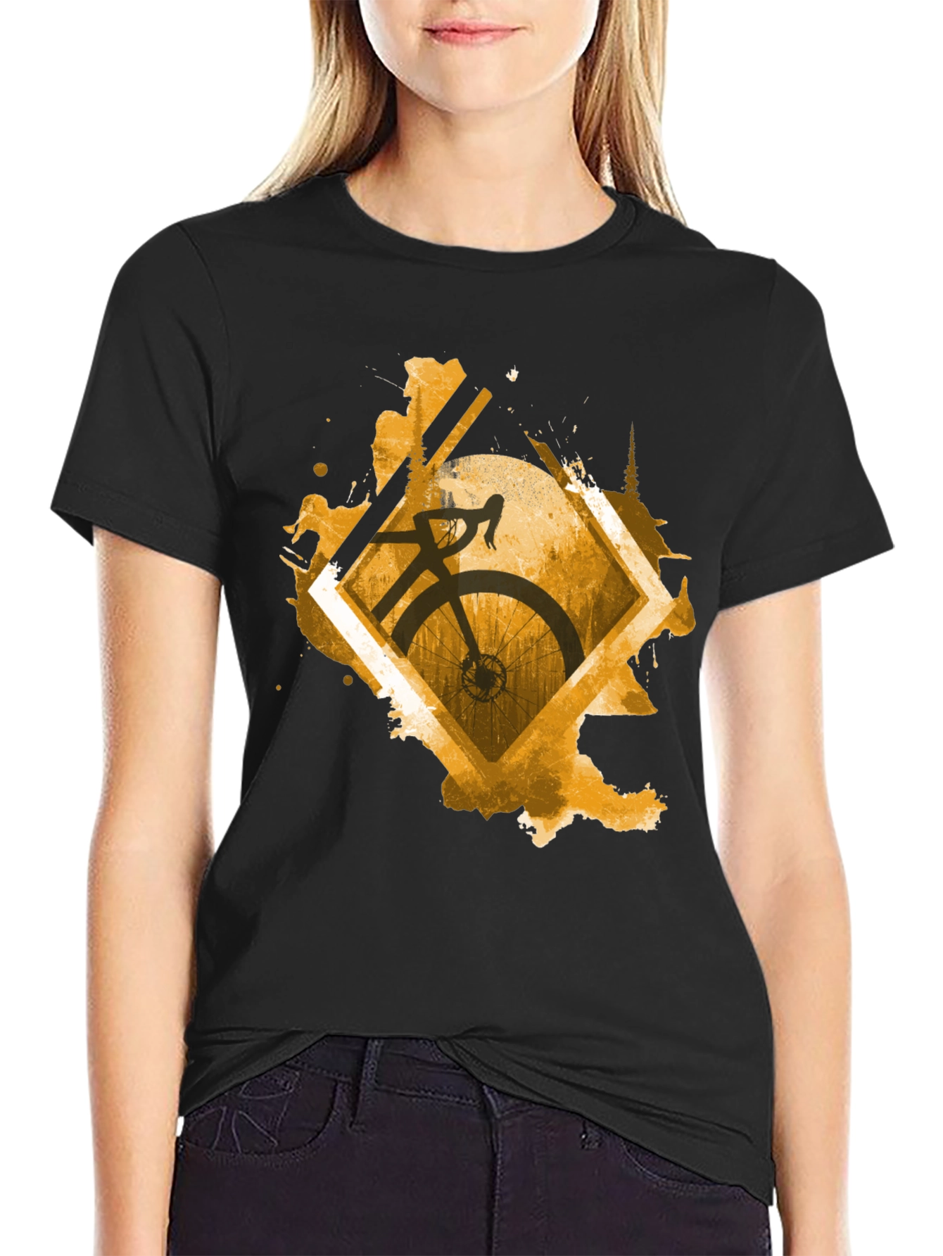 Stylish Cycling Graphic Tee - Mens Black T-Shirt