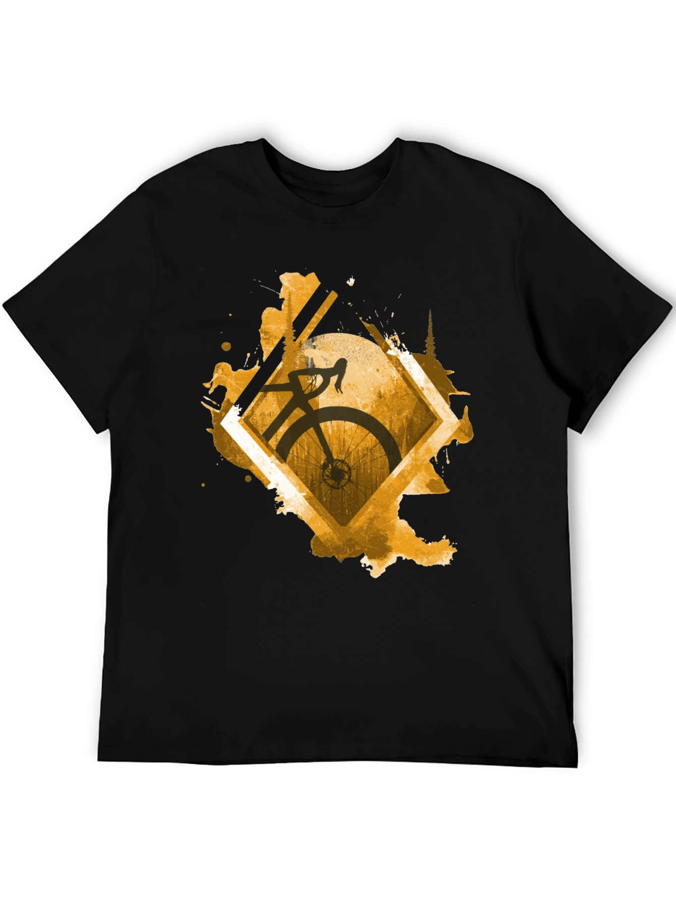 Stylish Cycling Graphic Tee - Mens Black T-Shirt