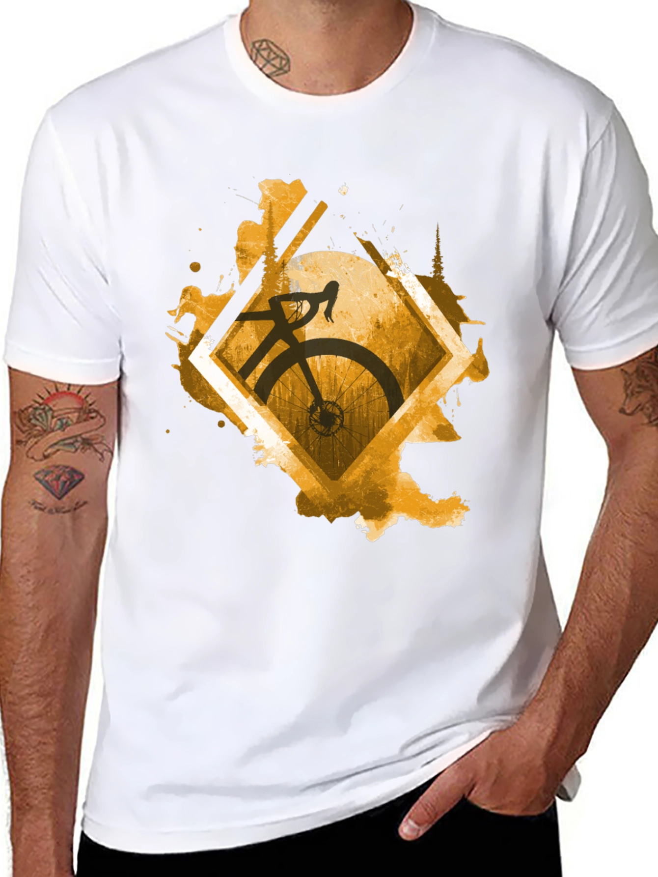 Stylish Cycling Graphic Tee - Mens Black T-Shirt