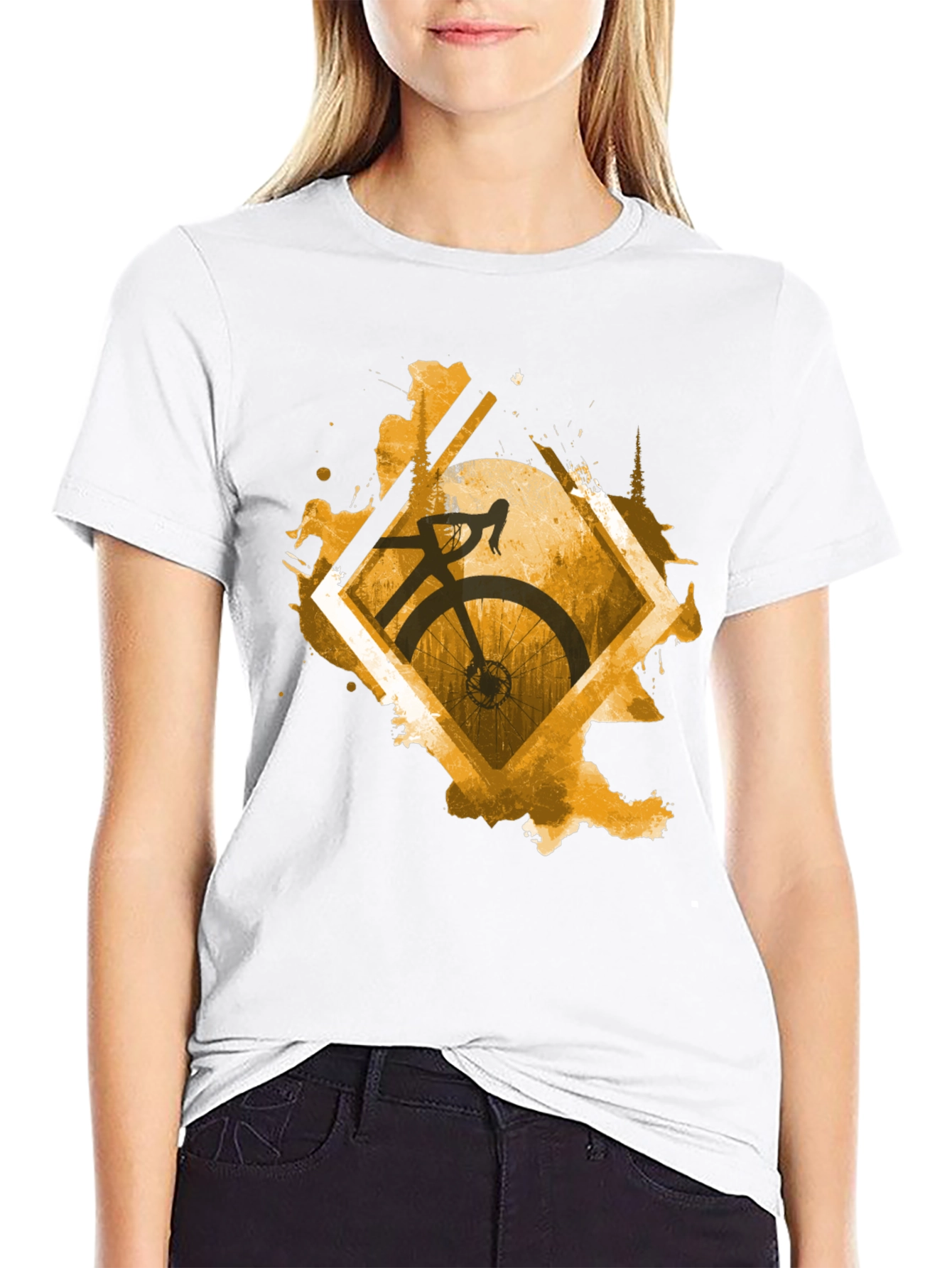 Stylish Cycling Graphic Tee - Mens Black T-Shirt