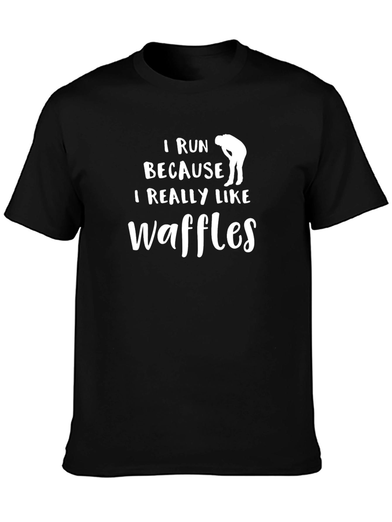 Funny Waffles Runner Black T-Shirt