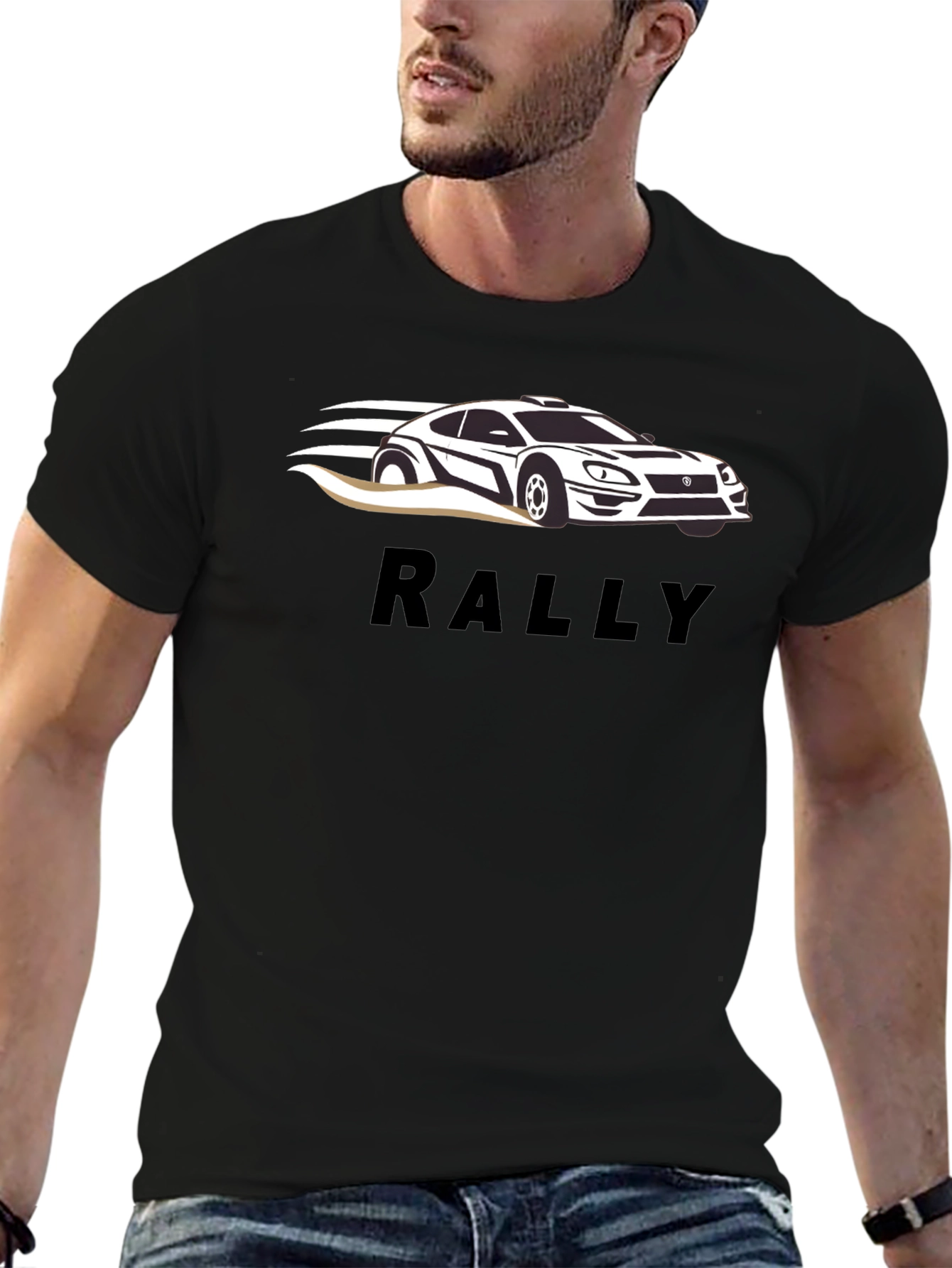 Rally Car Graphic Tee - Black Cotton T-Shirt