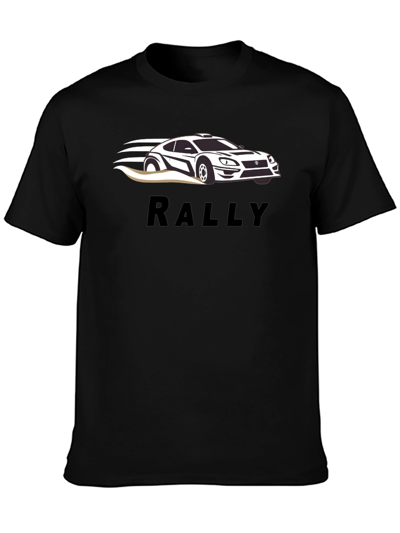 Rally Car Graphic Tee - Black Cotton T-Shirt