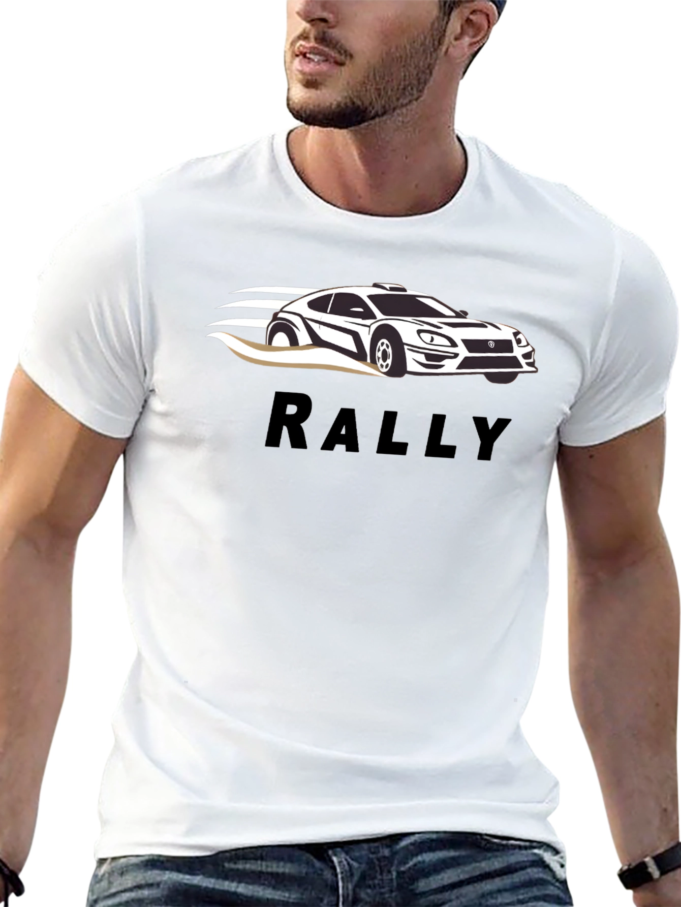 Rally Car Graphic Tee - Black Cotton T-Shirt