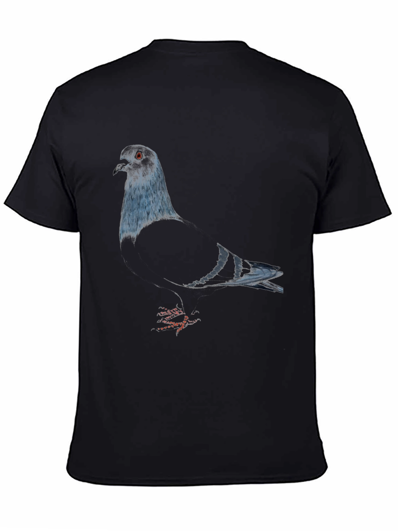 Pigeon Graphic Tee - Sleek Black Bird Lover Shirt