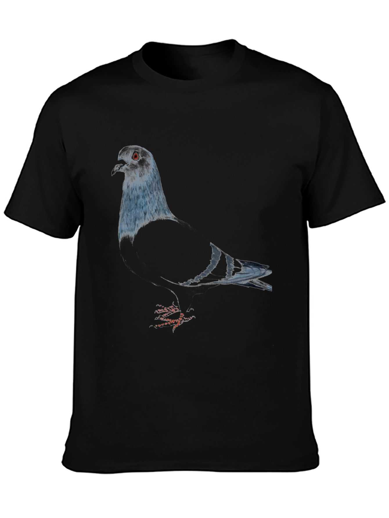 Pigeon Graphic Tee - Sleek Black Bird Lover Shirt