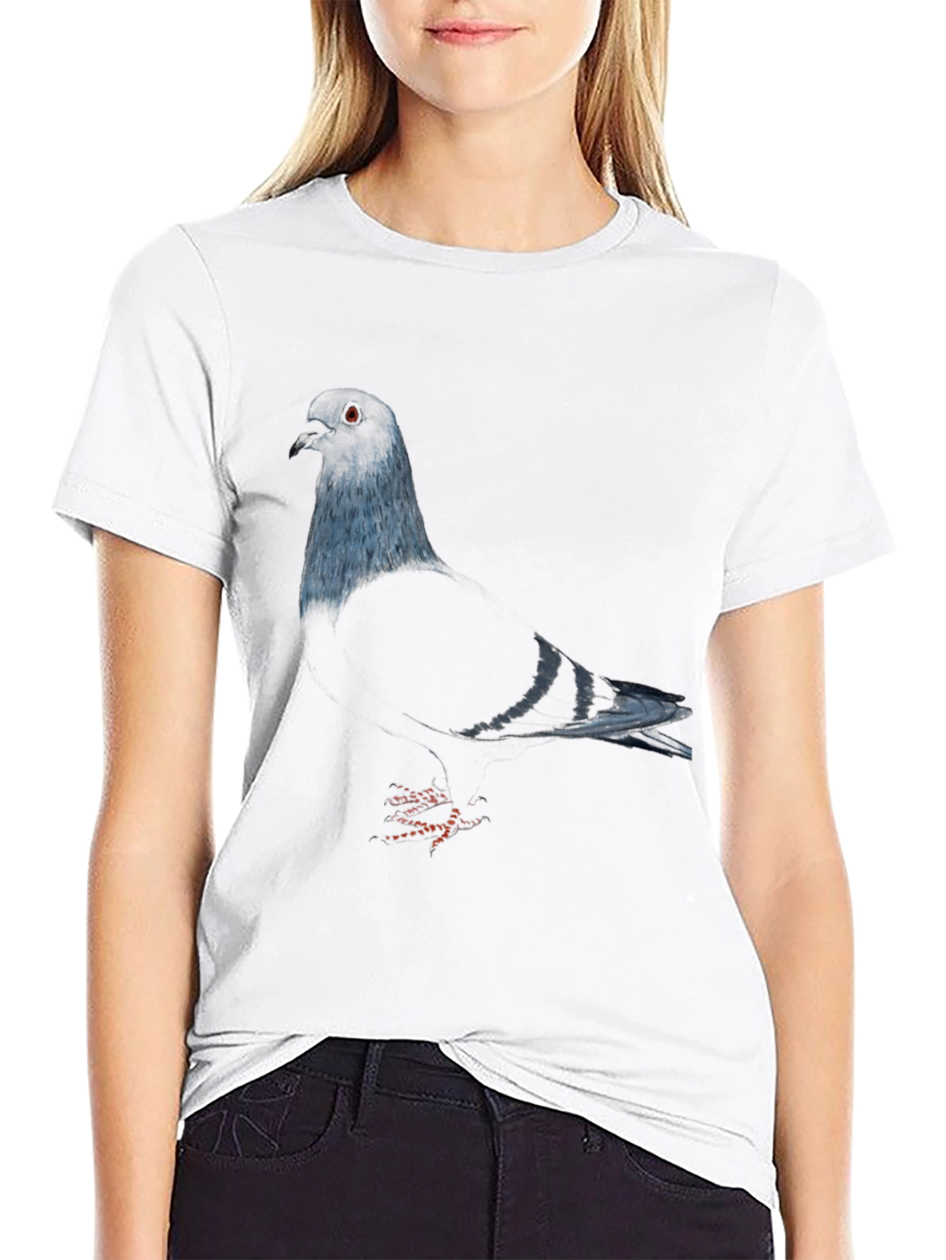 Pigeon Graphic Tee - Sleek Black Bird Lover Shirt