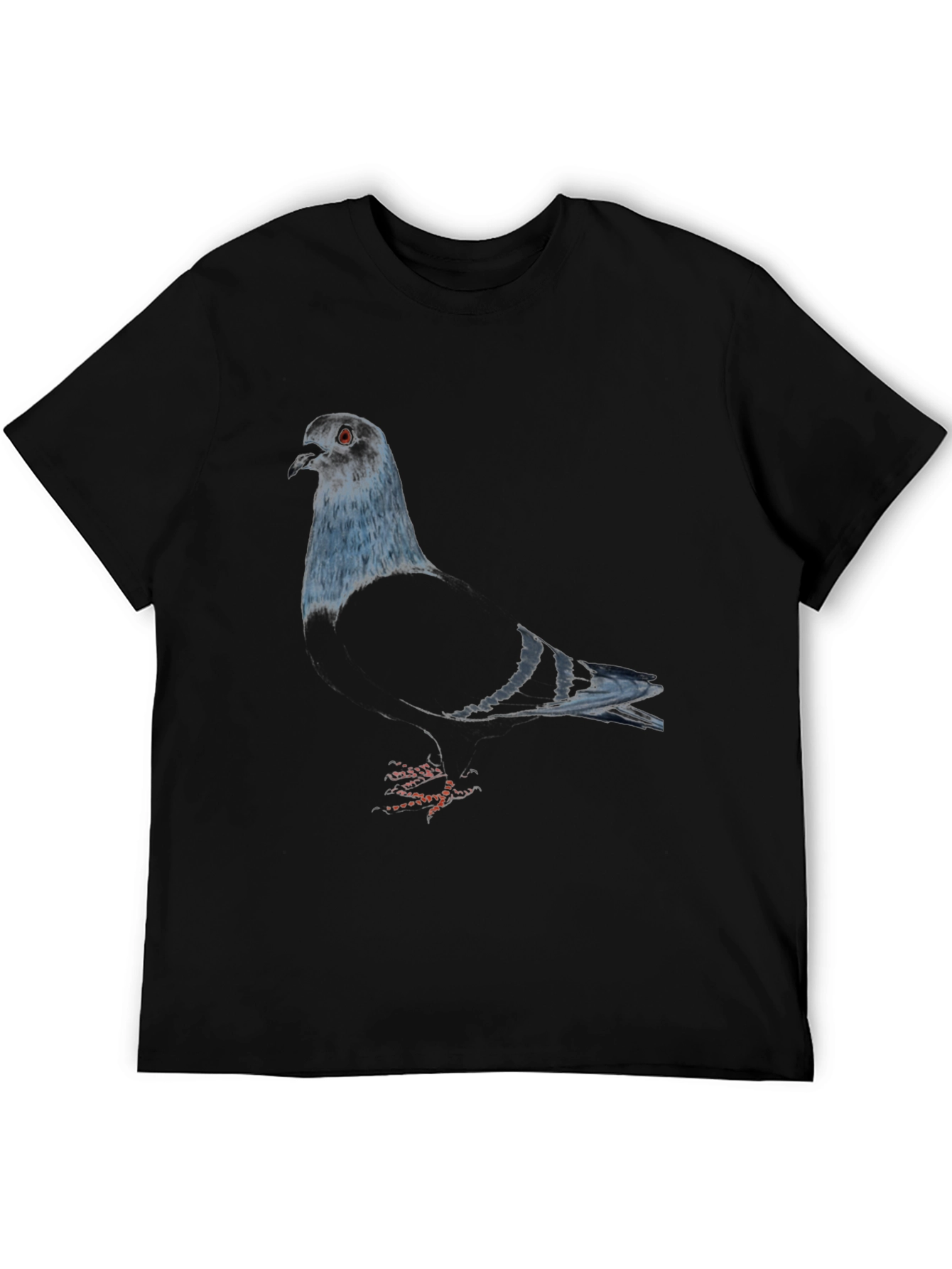 Pigeon Graphic Tee - Sleek Black Bird Lover Shirt