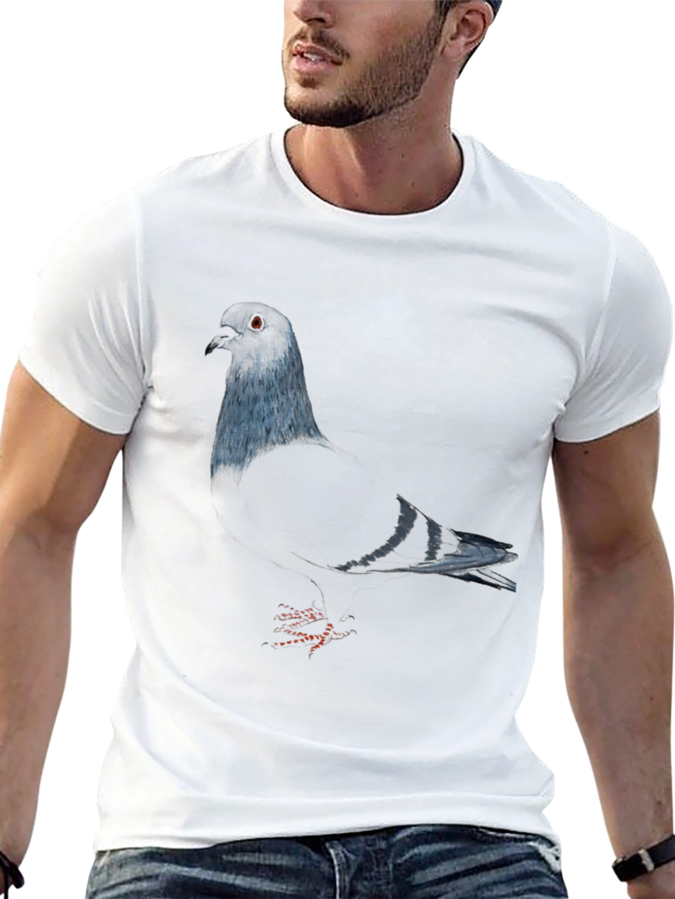 Pigeon Graphic Tee - Sleek Black Bird Lover Shirt