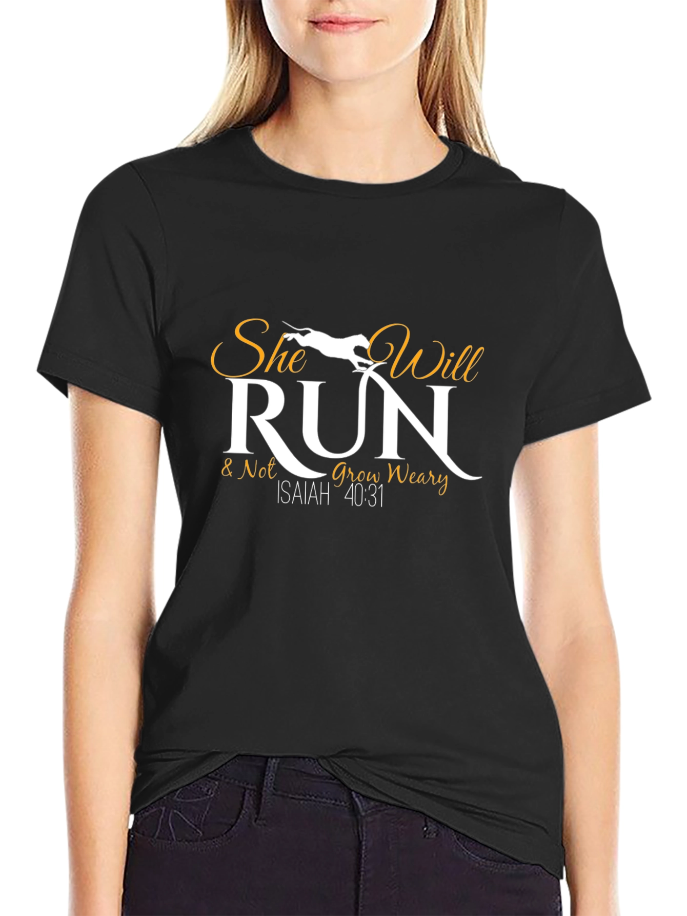 Inspirational Christian T-Shirt - She Will Run