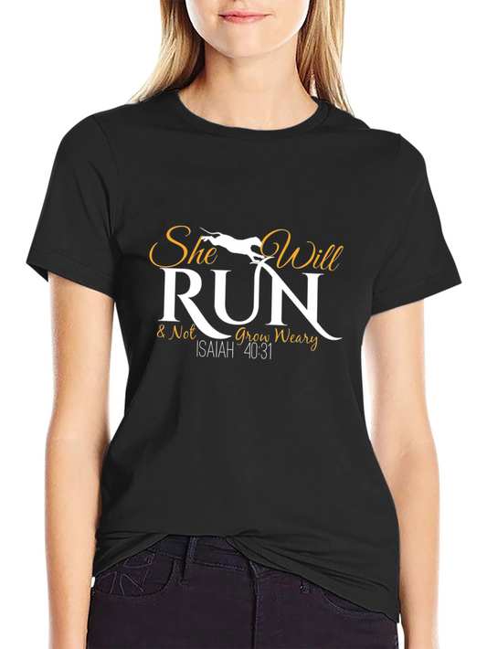 Inspirational Christian T-Shirt - She Will Run