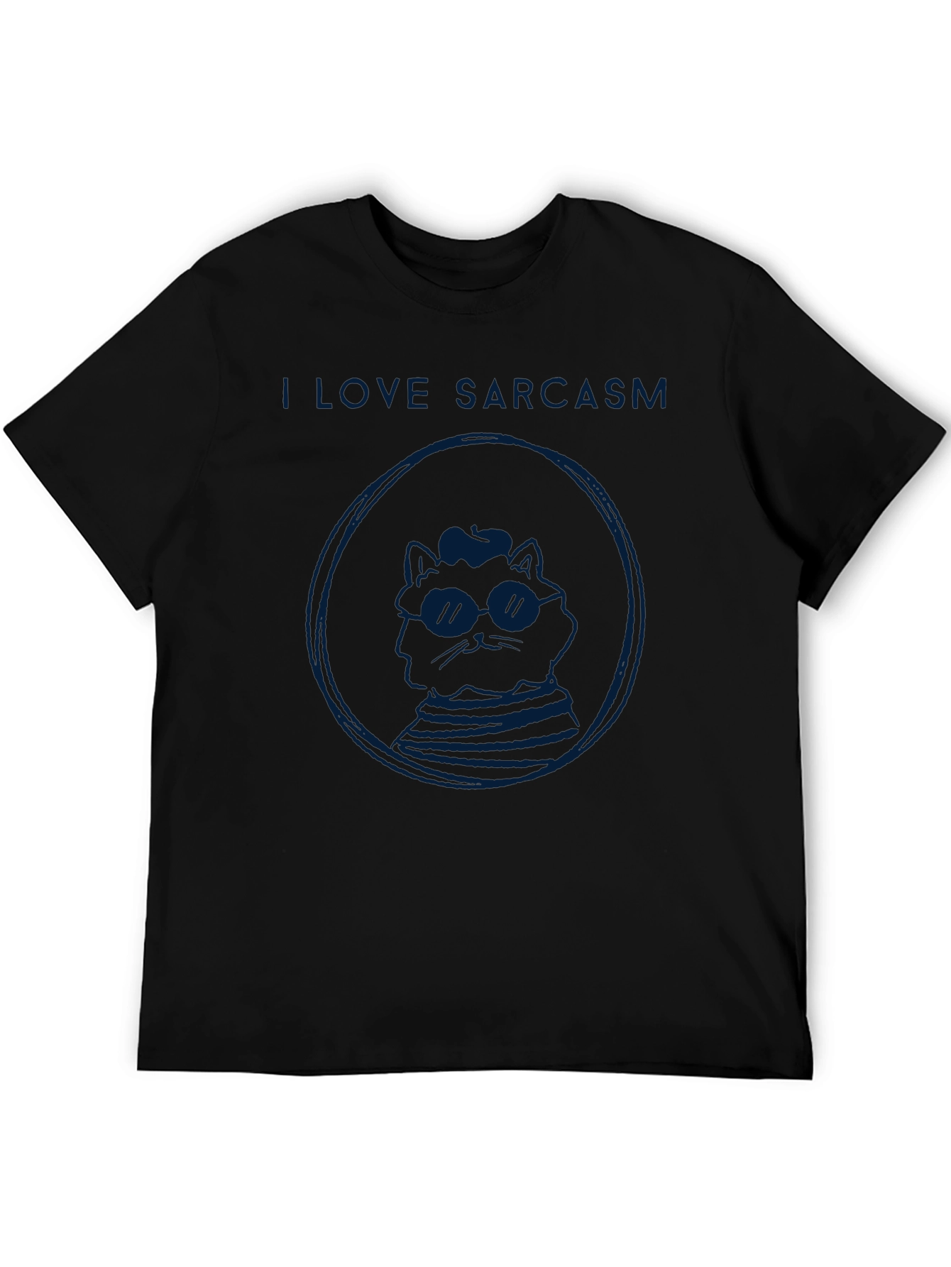 I Love Sarcasm Cat Graphic T-Shirt - Black