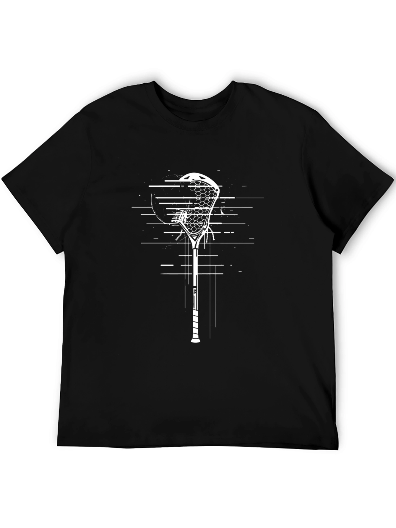 Lacrosse Stick Graphic T-Shirt - Black Cotton Tee