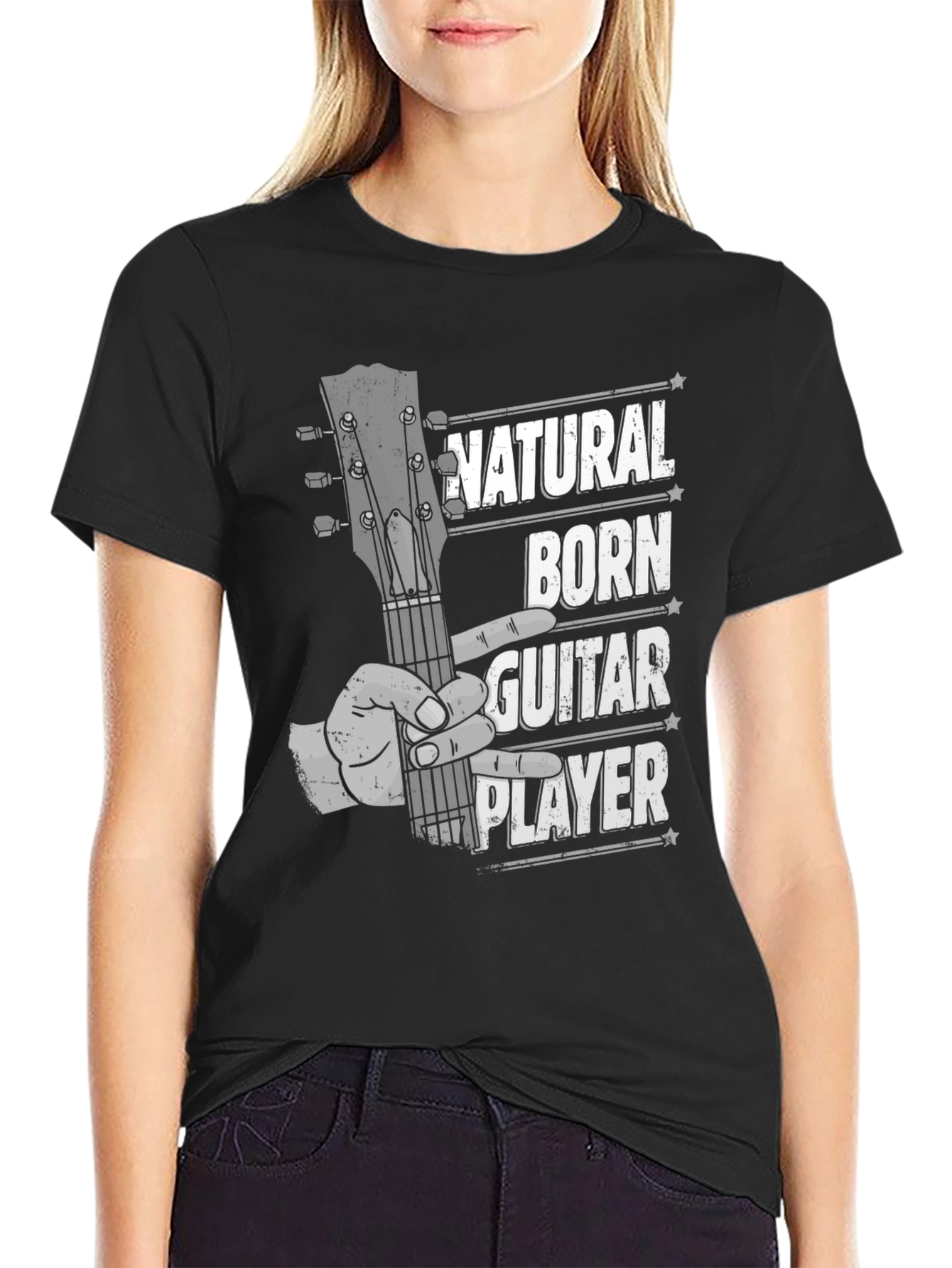 Natural Born Guitar Player Black T-Shirt