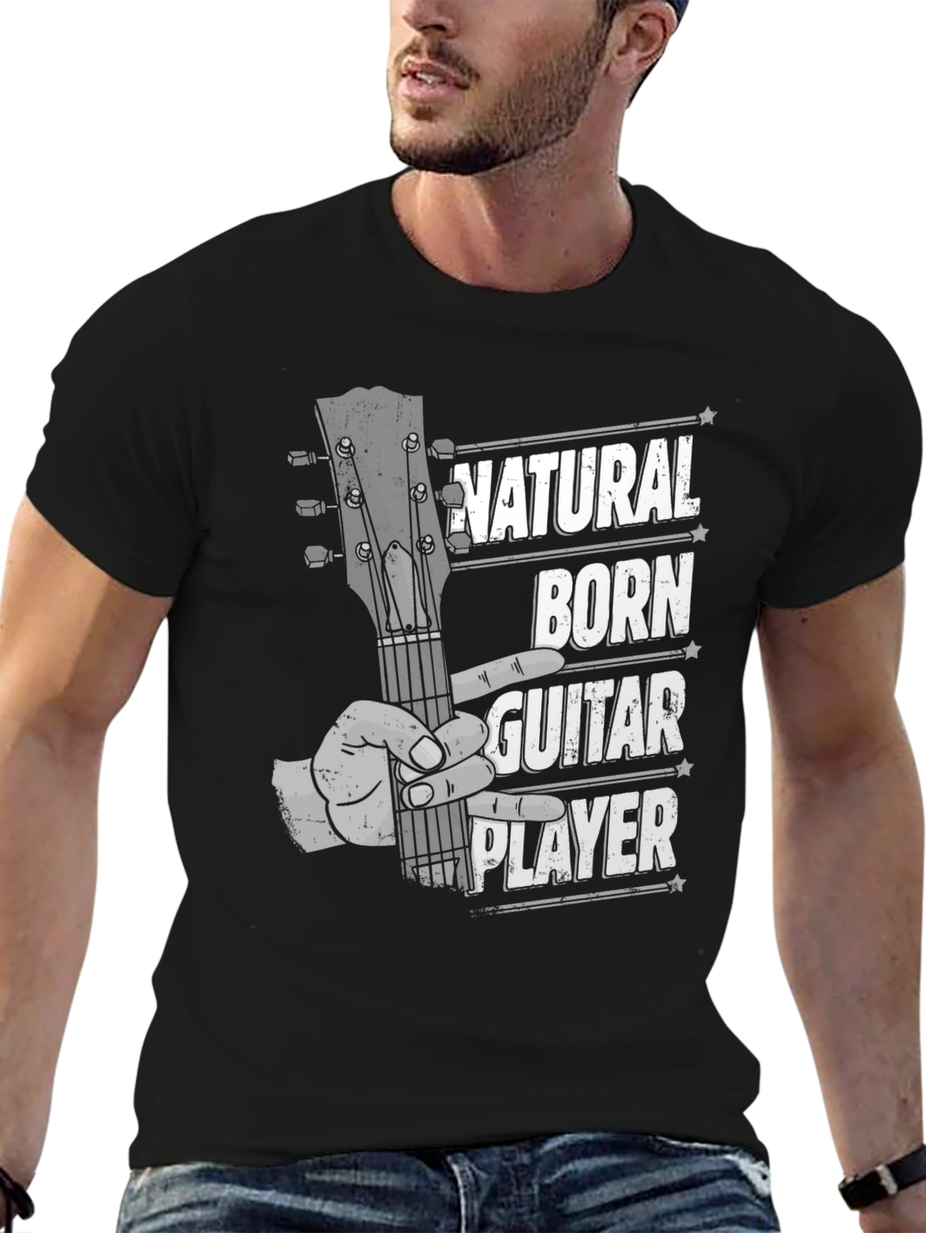 Natural Born Guitar Player Black T-Shirt