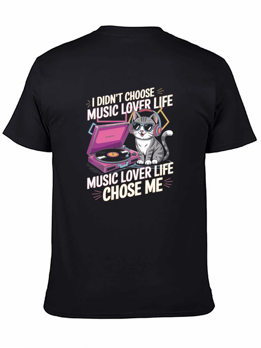 Music Lover Cat Graphic T-Shirt