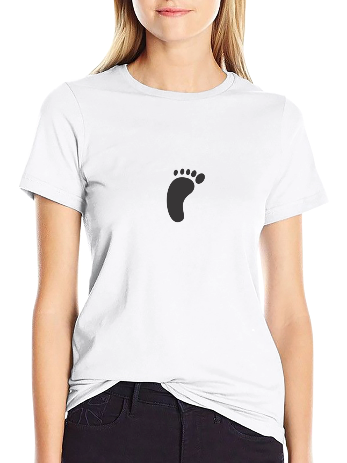 Barefoot Print Black T-Shirt - Casual Comfort