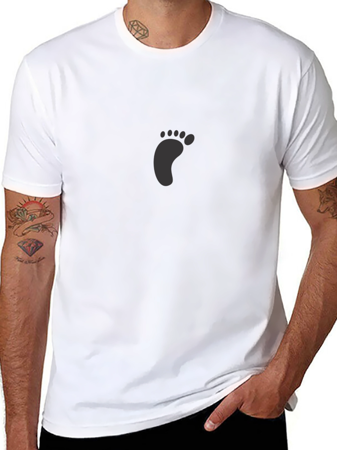 Barefoot Print Black T-Shirt - Casual Comfort