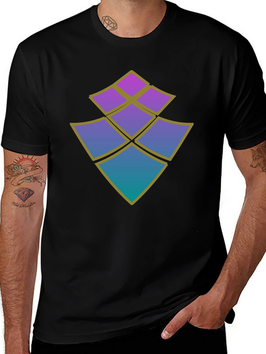 Abstract Diamond Design Black T-Shirt