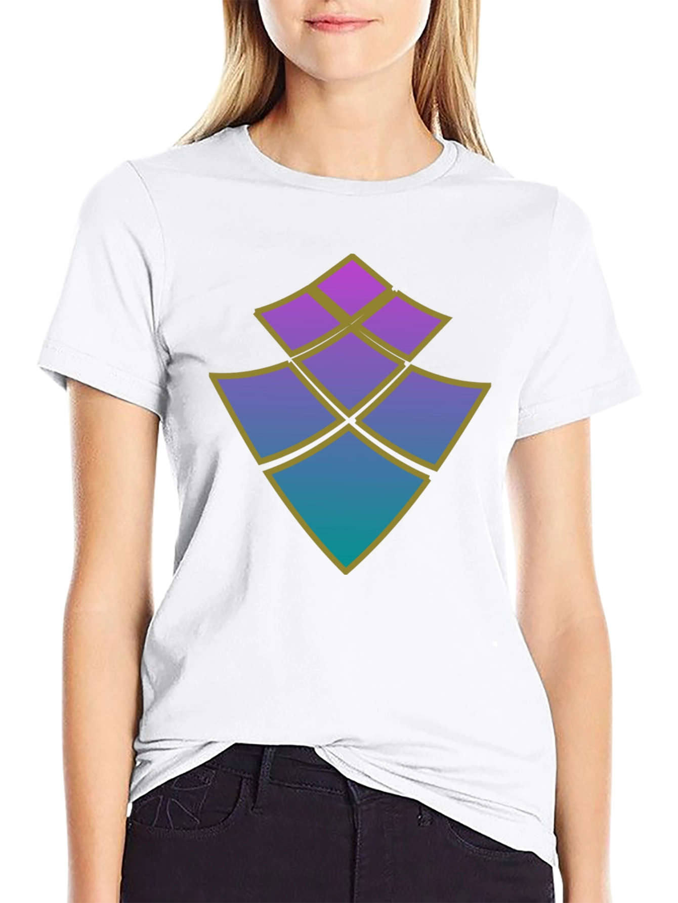 Abstract Diamond Design Black T-Shirt