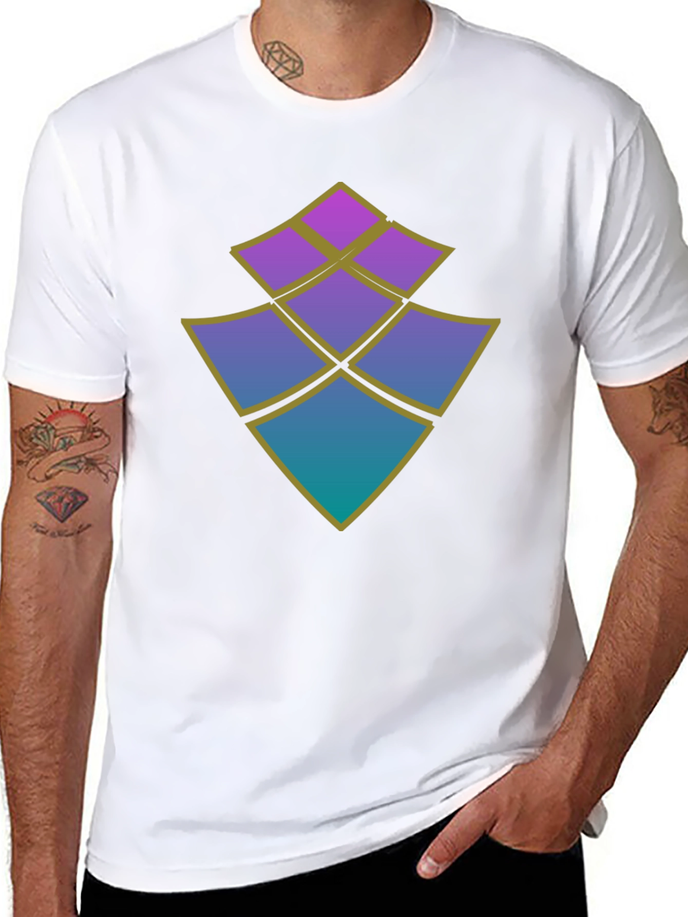 Abstract Diamond Design Black T-Shirt