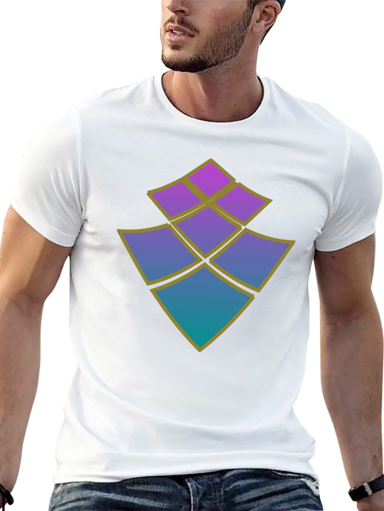 Abstract Diamond Design Black T-Shirt