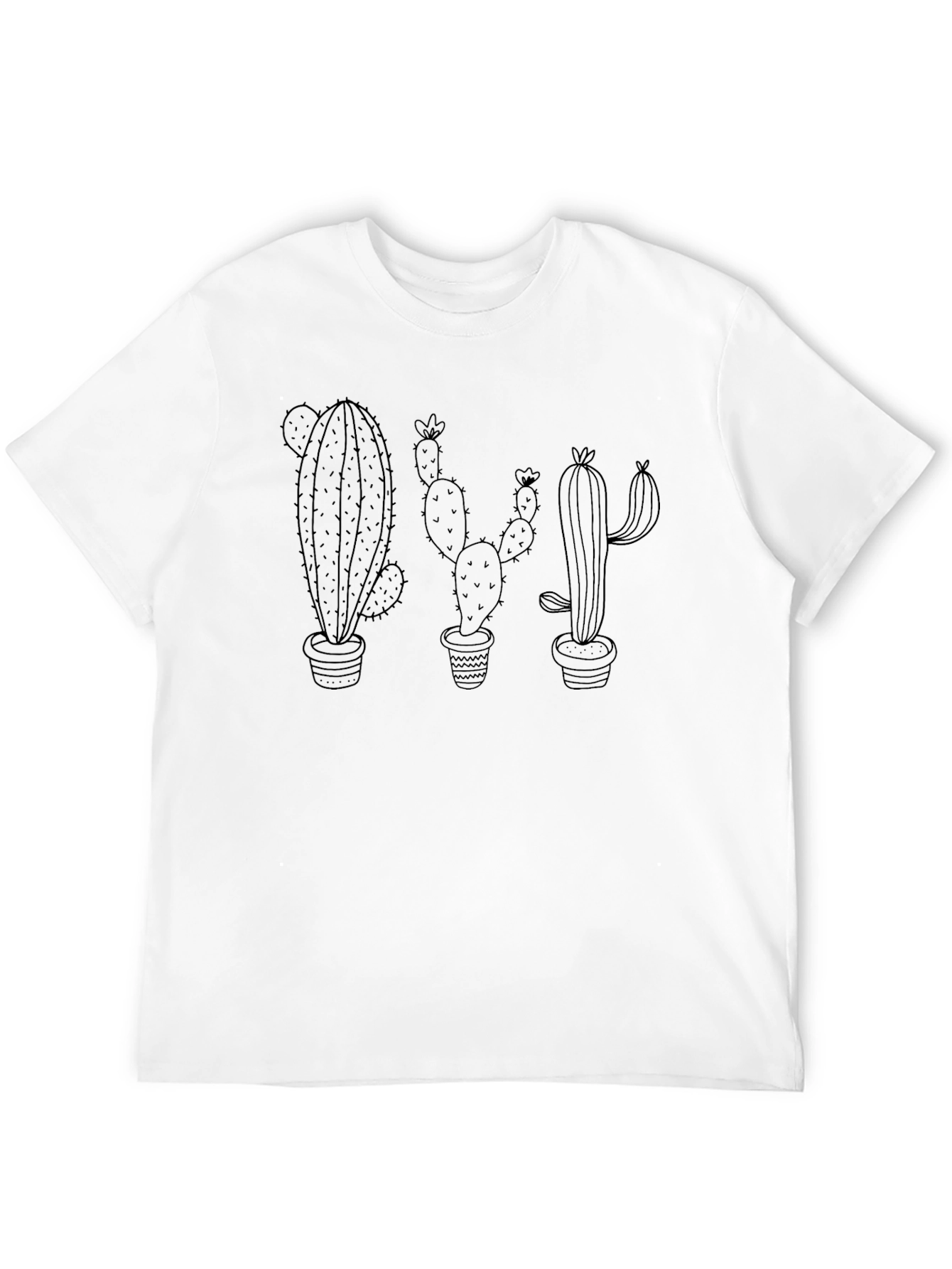 Cactus Print T-Shirt - Black Cotton Tee