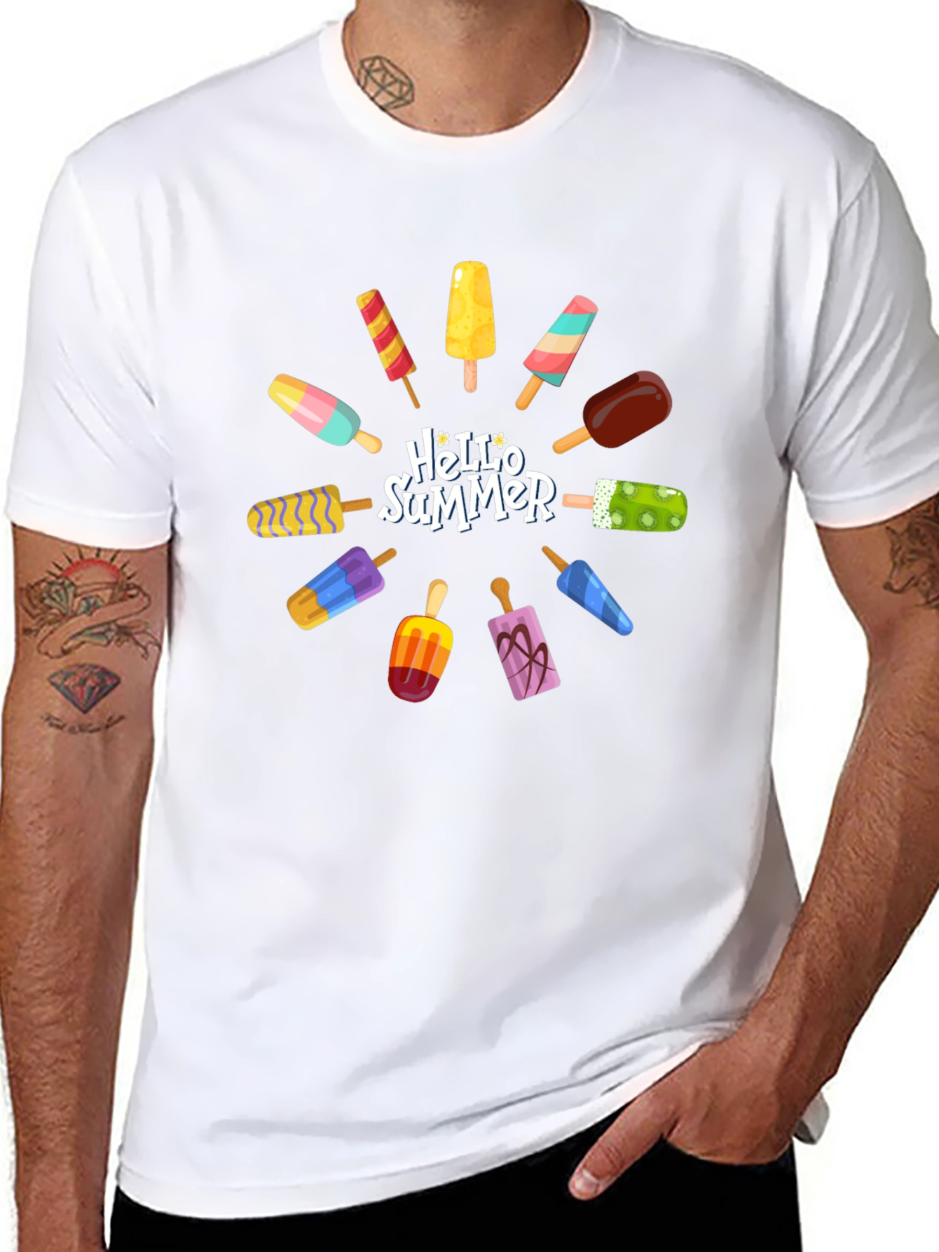 Hello Summer Popsicle Graphic T-Shirt