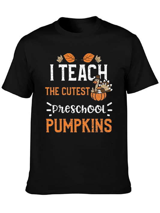 I Teach Preschool Pumpkins Thanksgiving T-Shirt