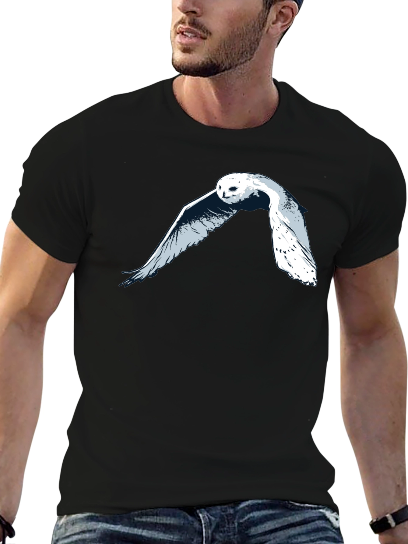 Owl Graphic T-Shirt - Black