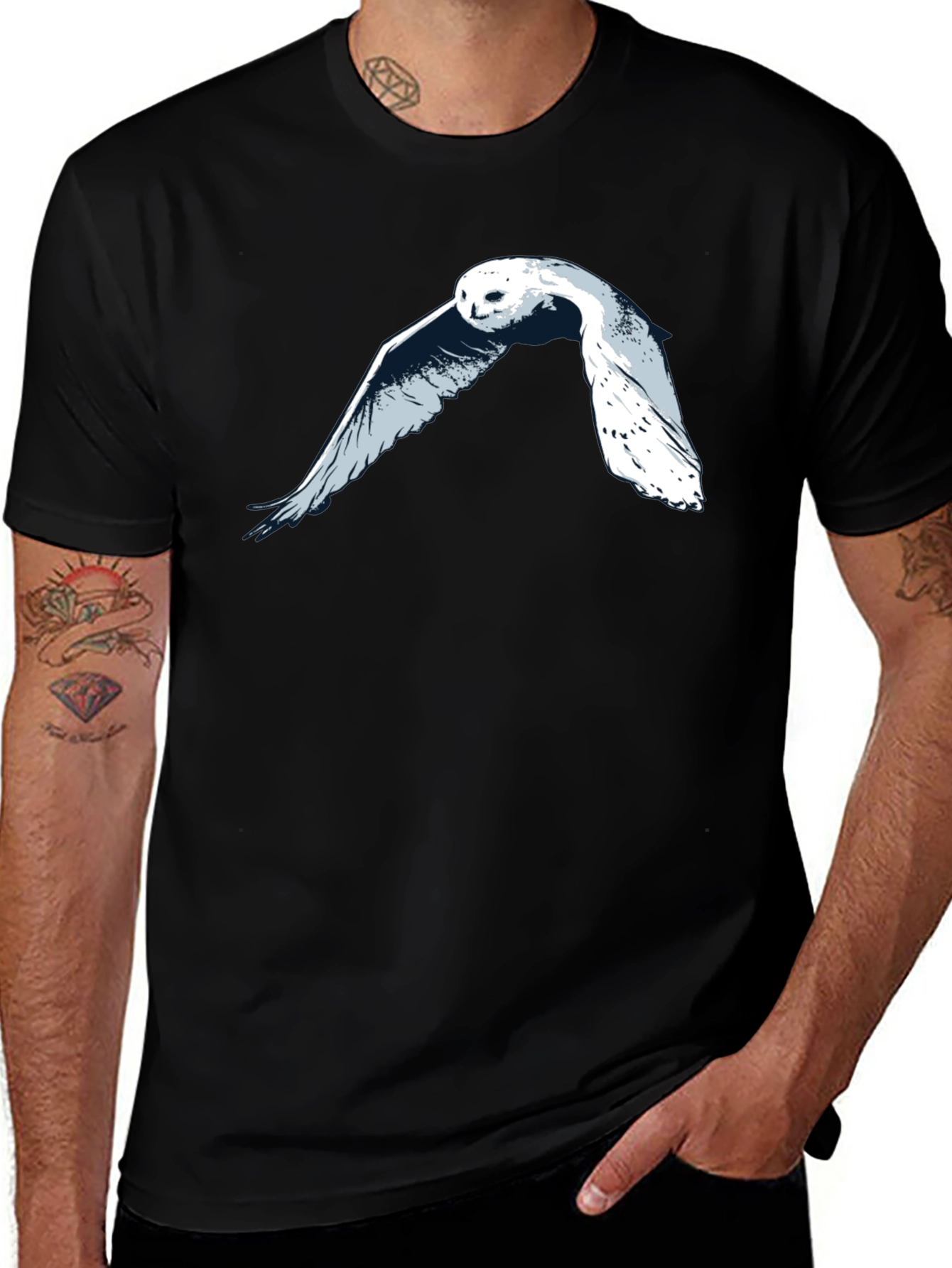 Owl Graphic T-Shirt - Black