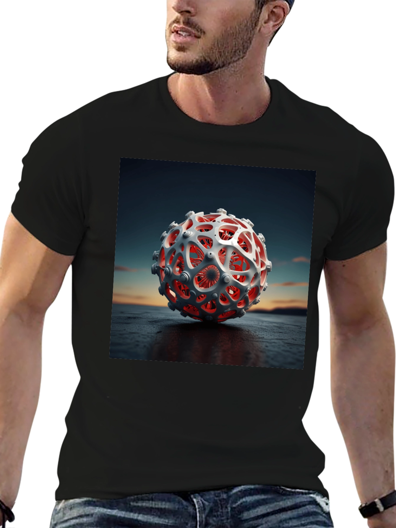 Abstract 3D Sphere Graphic Tee