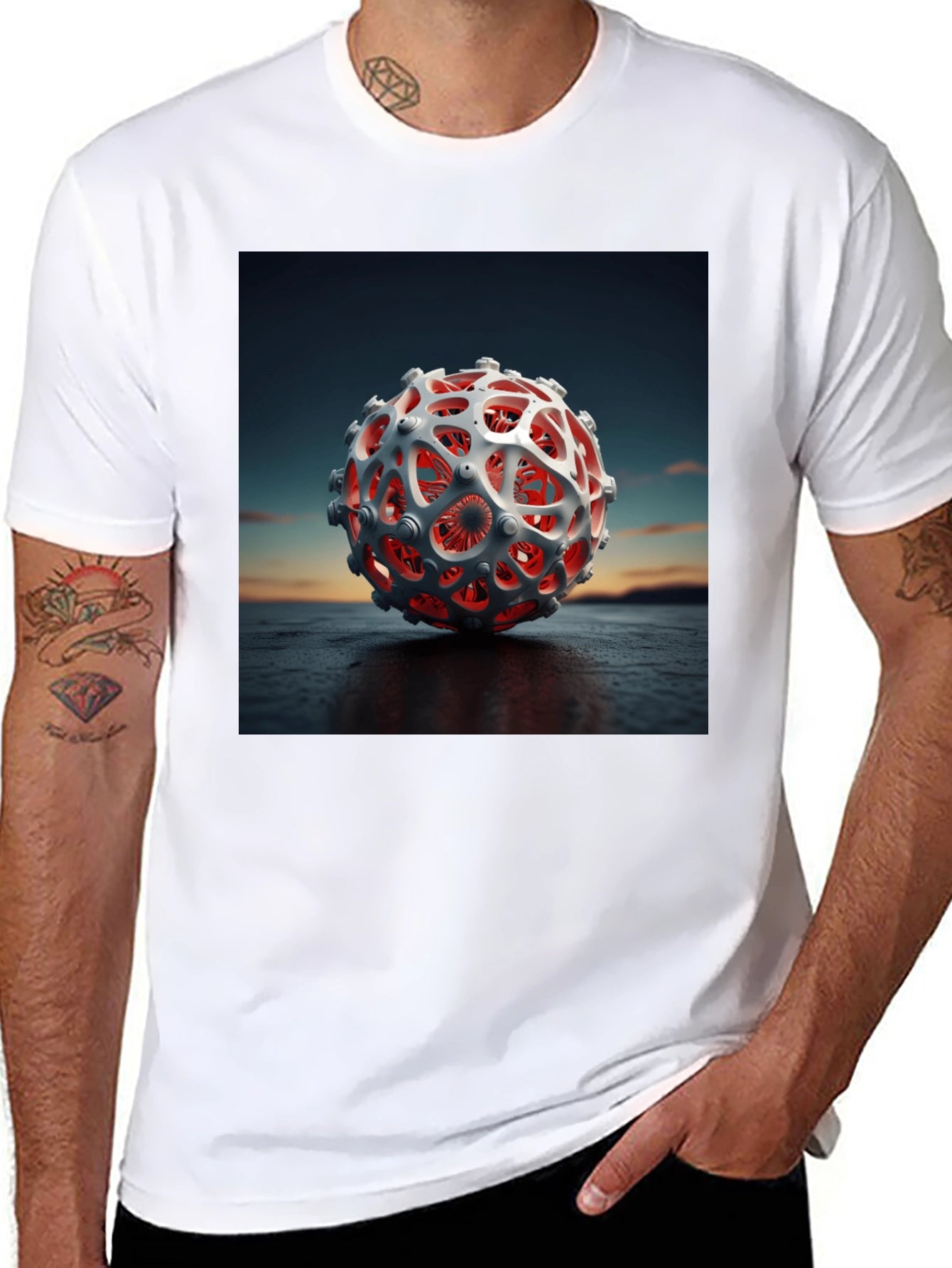 Abstract 3D Sphere Graphic Tee