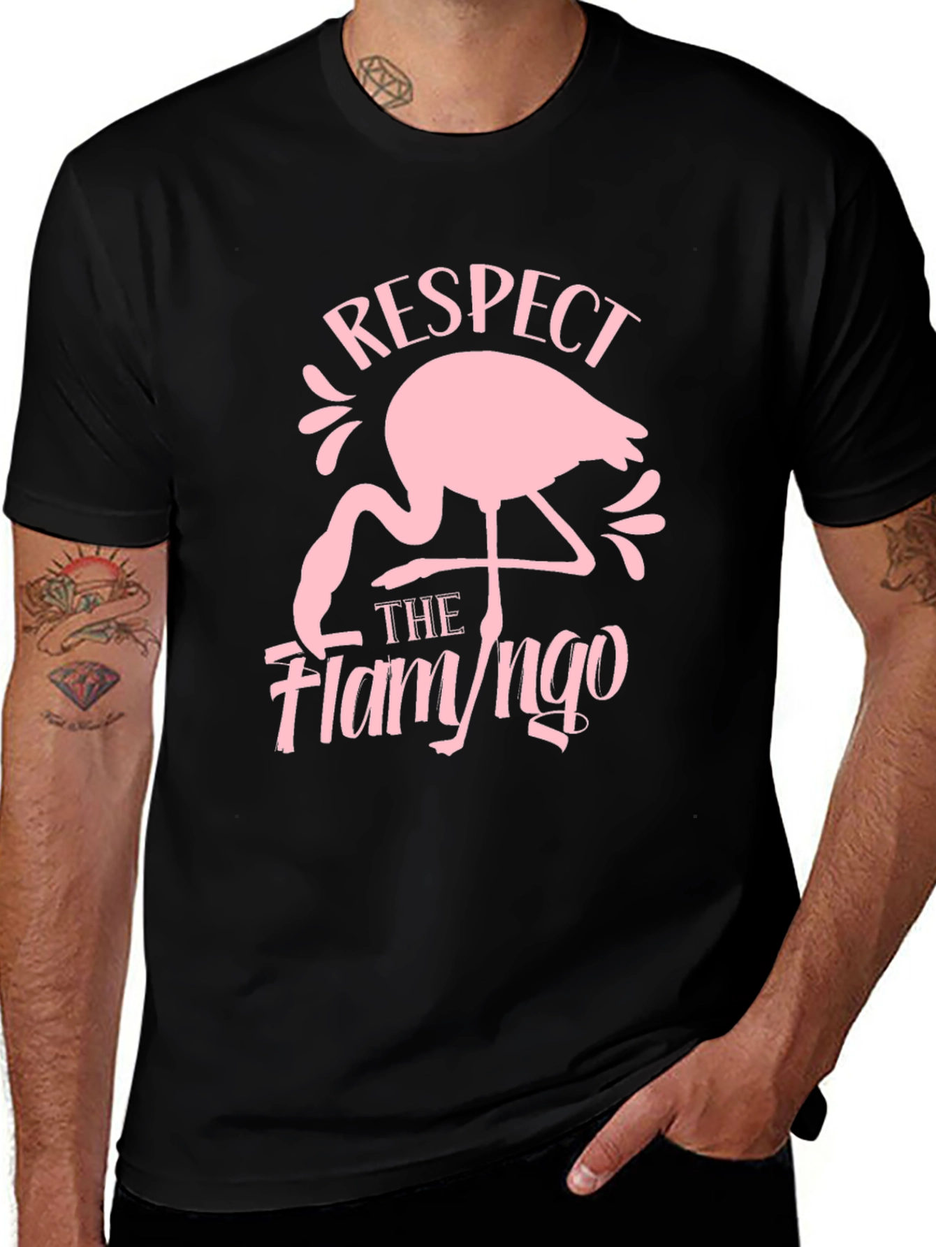 Respect the Flamingo Black Graphic Tee
